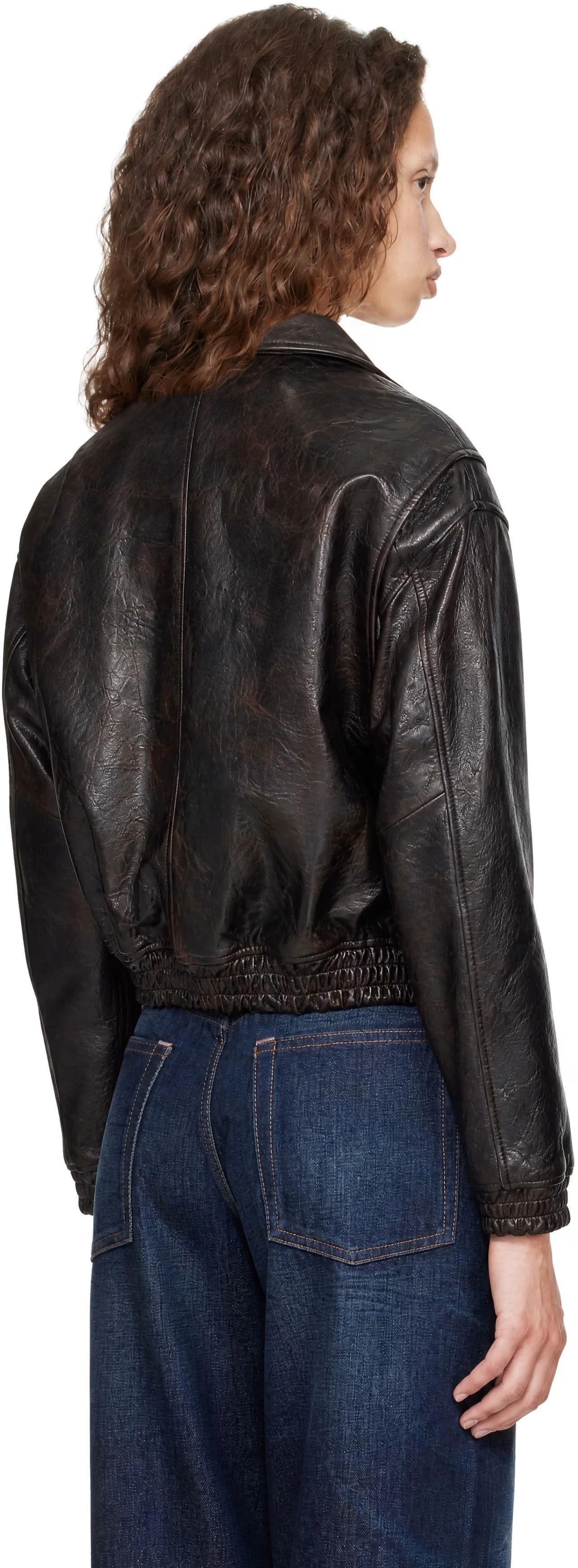 Brown Antique Lambskin Blouson Jacket by COOR