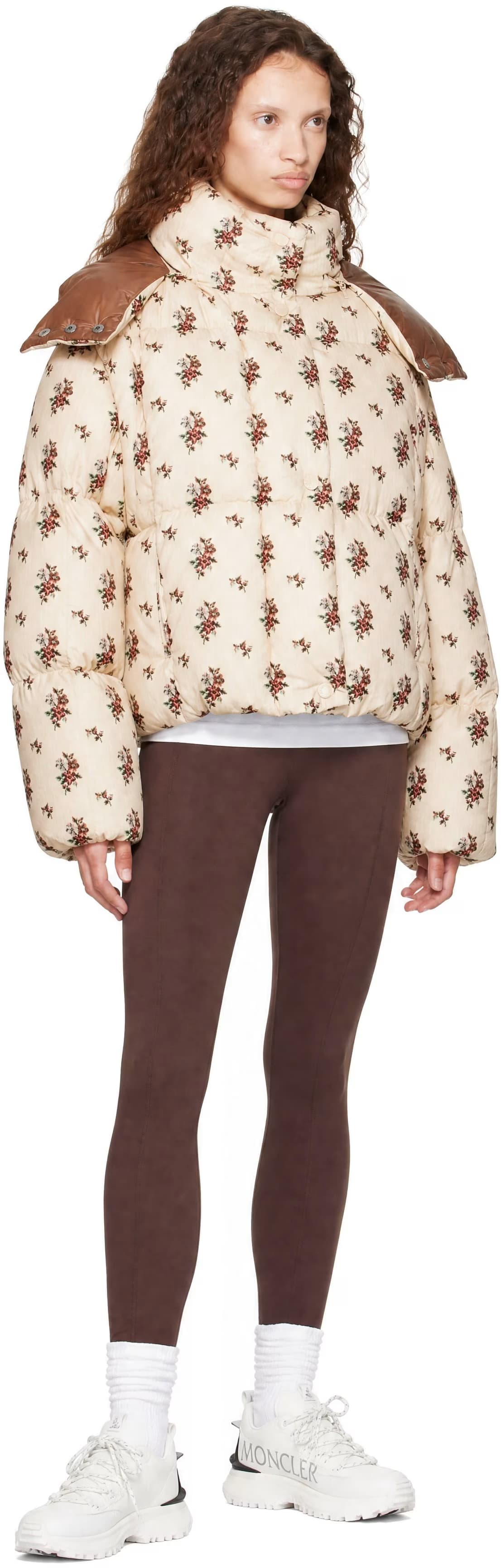 Beige Torcol Floral Hooded 2-in-1 Down Jacket by Moncler