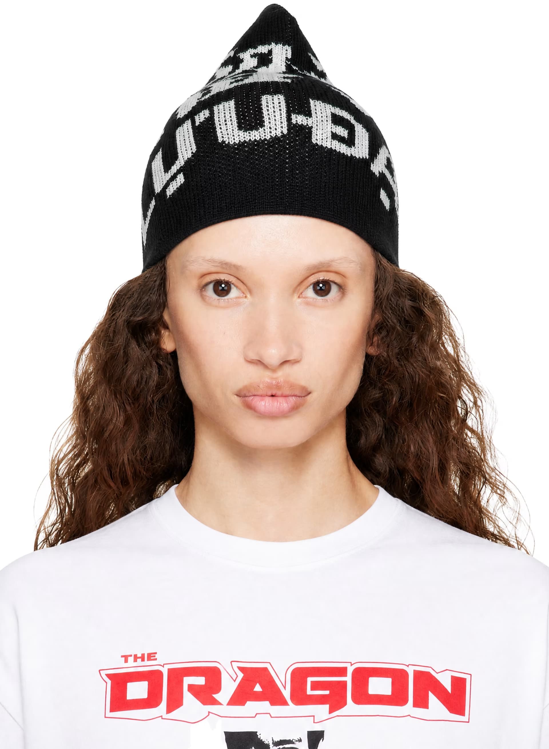Black & White 'L-D SHEISTY' Beanie by LU'U DAN