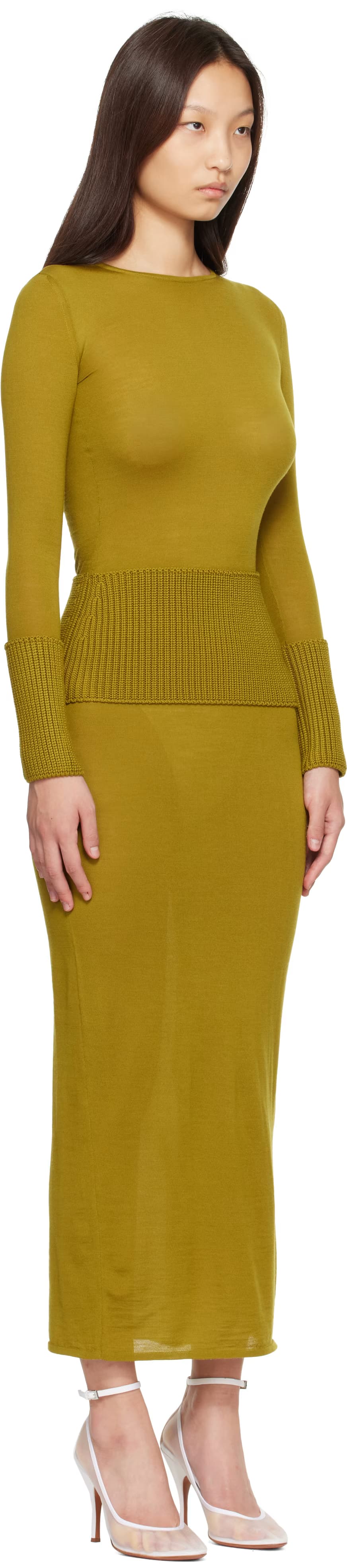 Green Merino Bodycon Maxi Dress 2