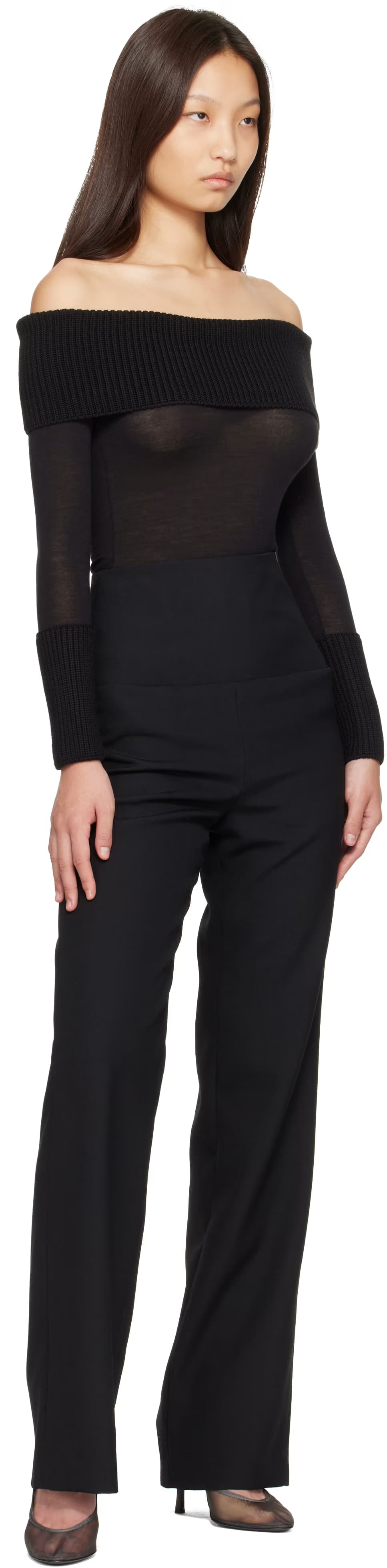 Black Light Tailored Wool Trousers 4