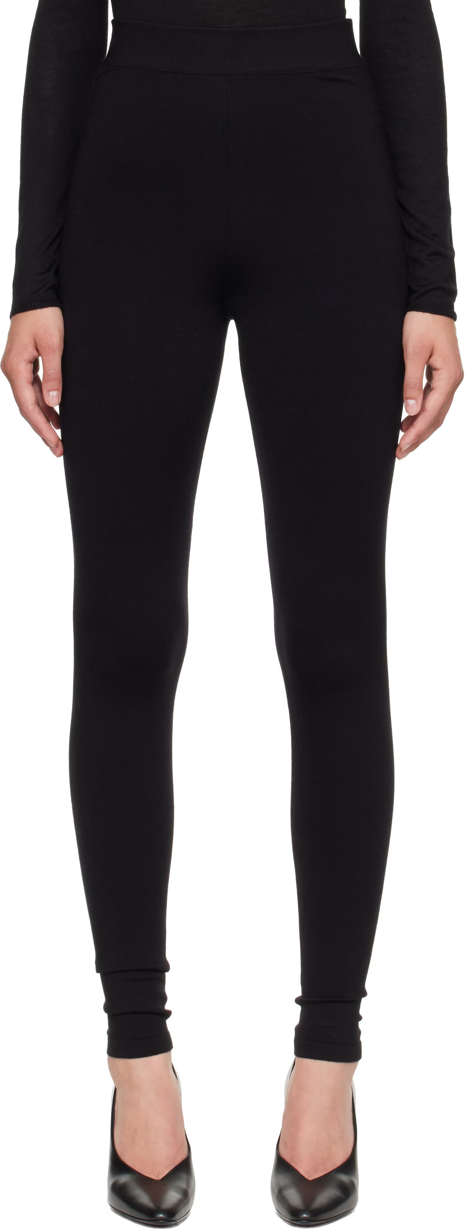 Black Wool Leggings by ALAÏA