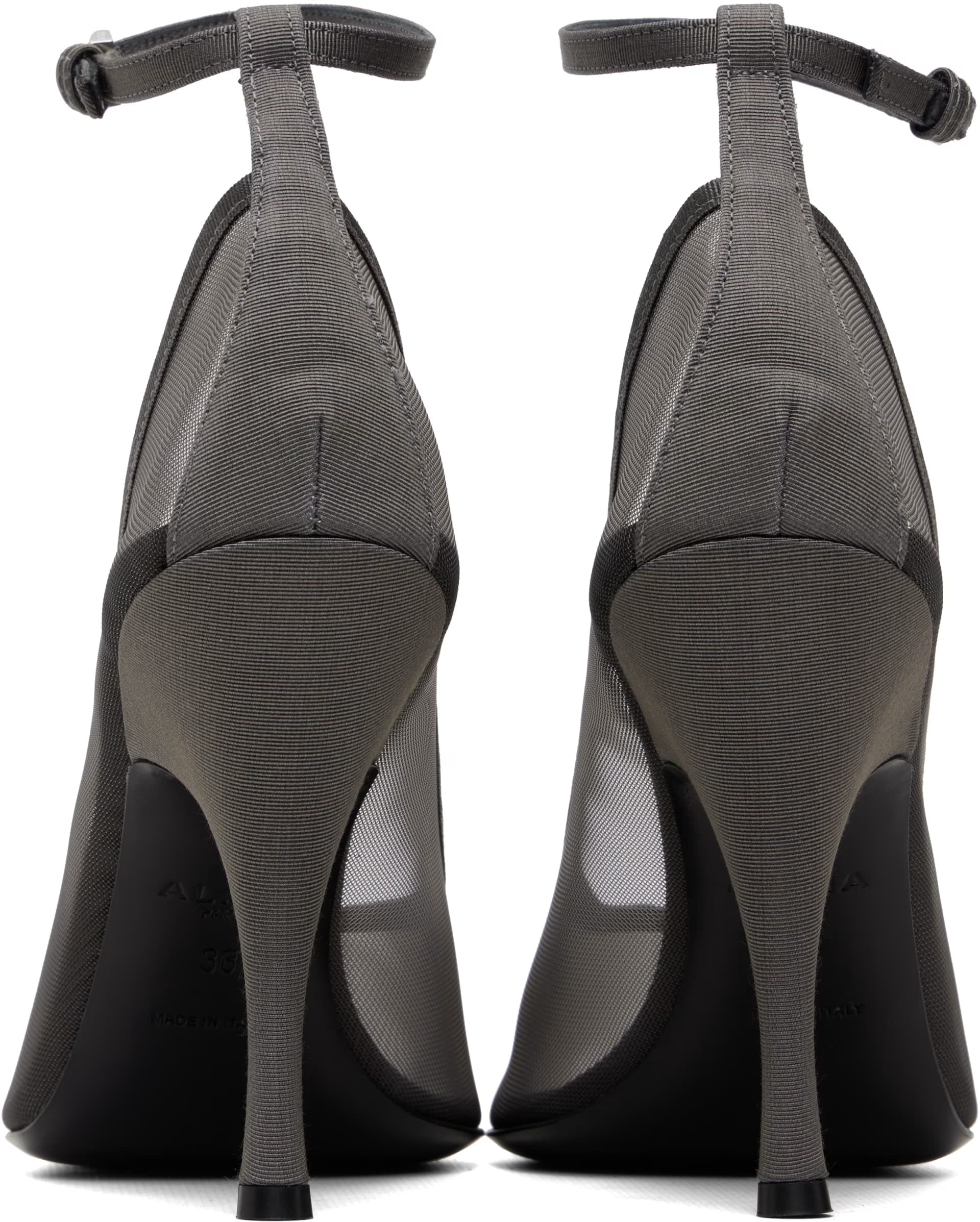 Gray Strappy Mesh Heels 2