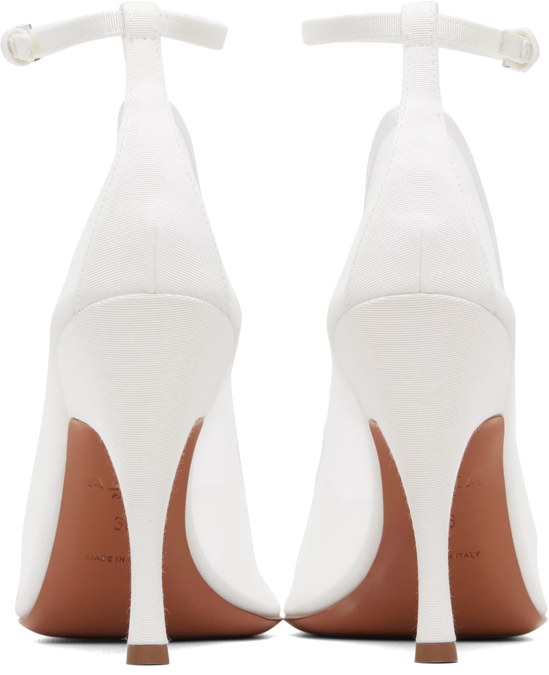 White Strappy Mesh Heels 2