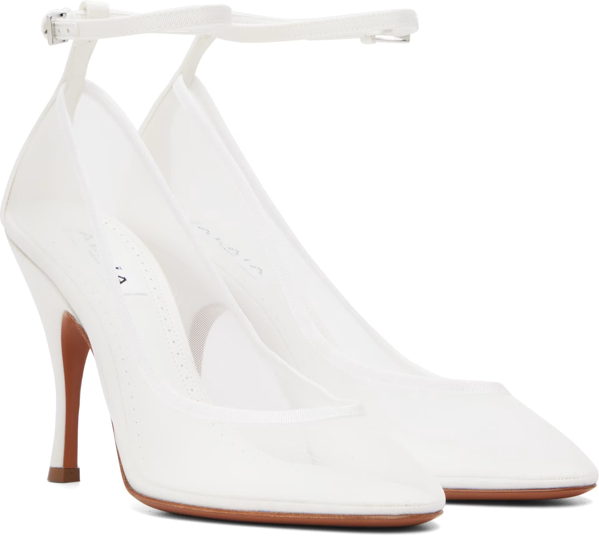 White Strappy Mesh Heels 4