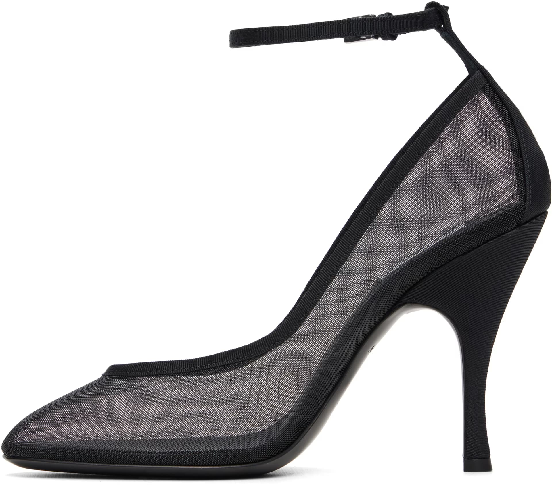 Black Strappy Mesh Heels 3