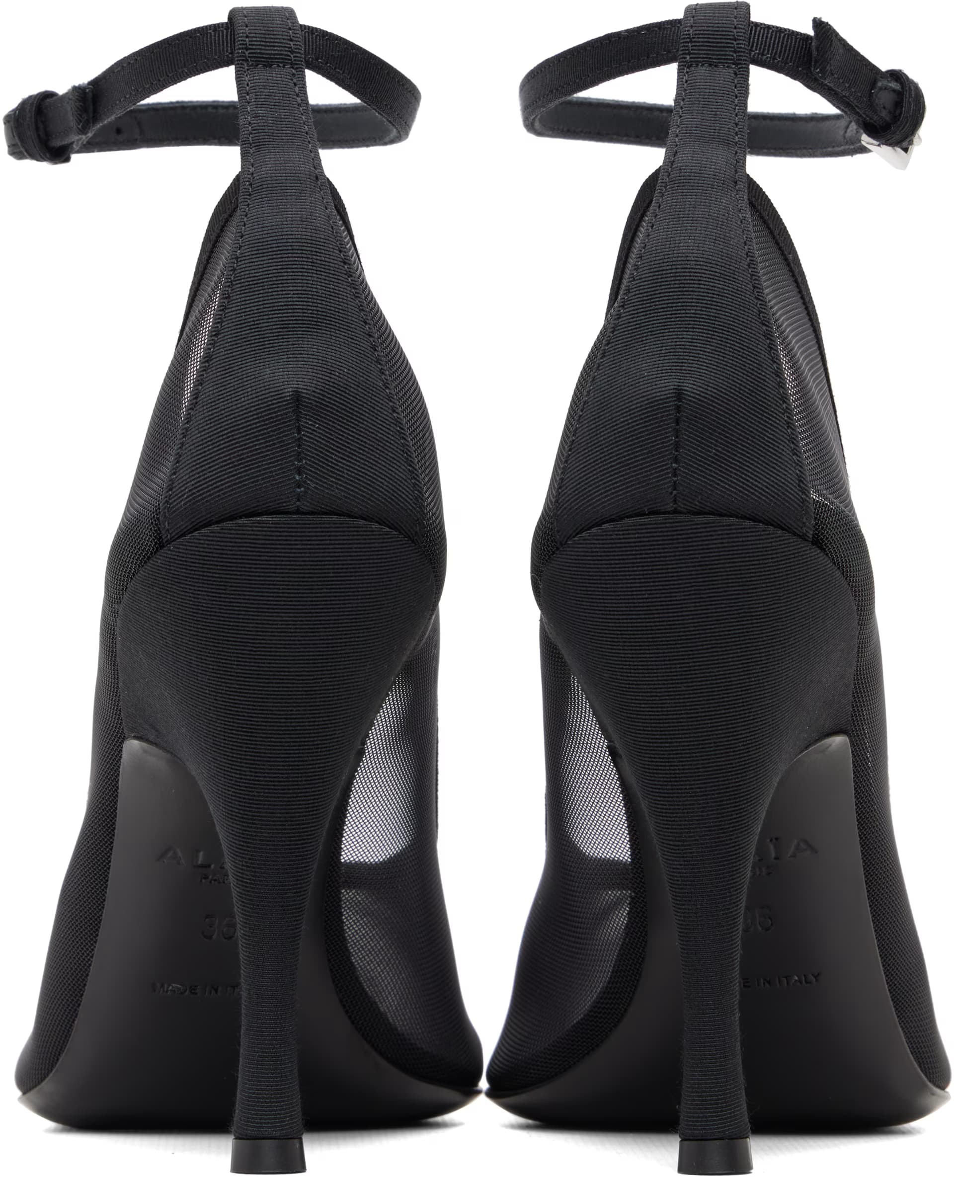 Black Strappy Mesh Heels 2