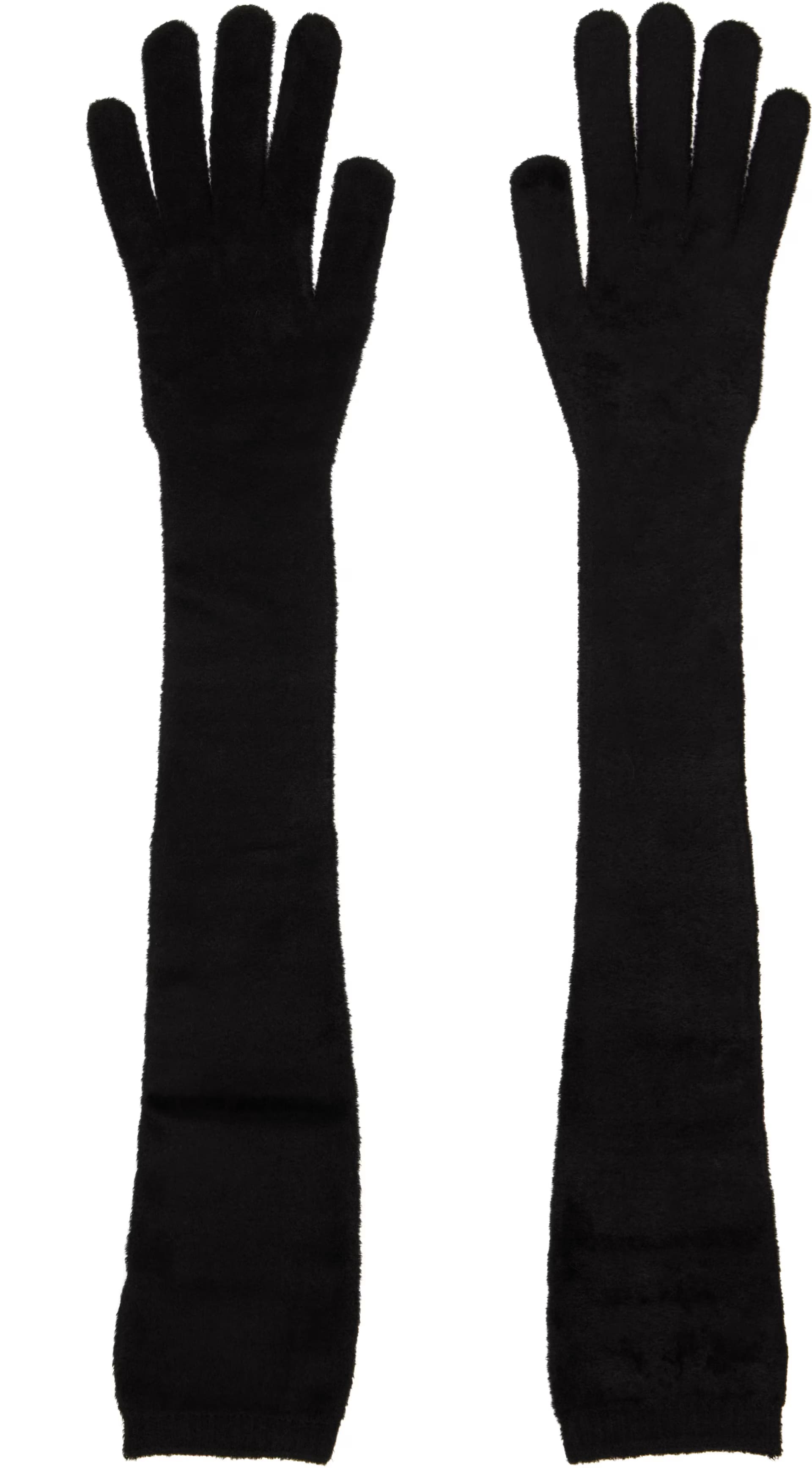Black Long Tailored Velvet Gloves by ALAÏA
