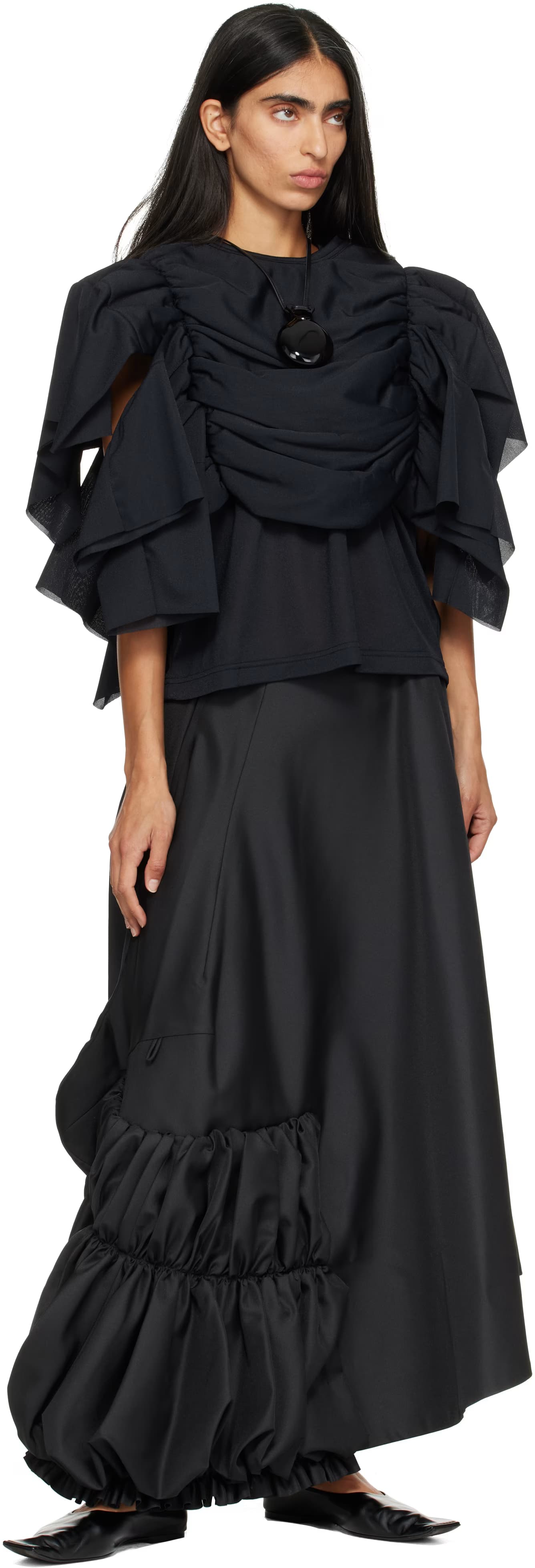Black Twill Midi Skirt 4
