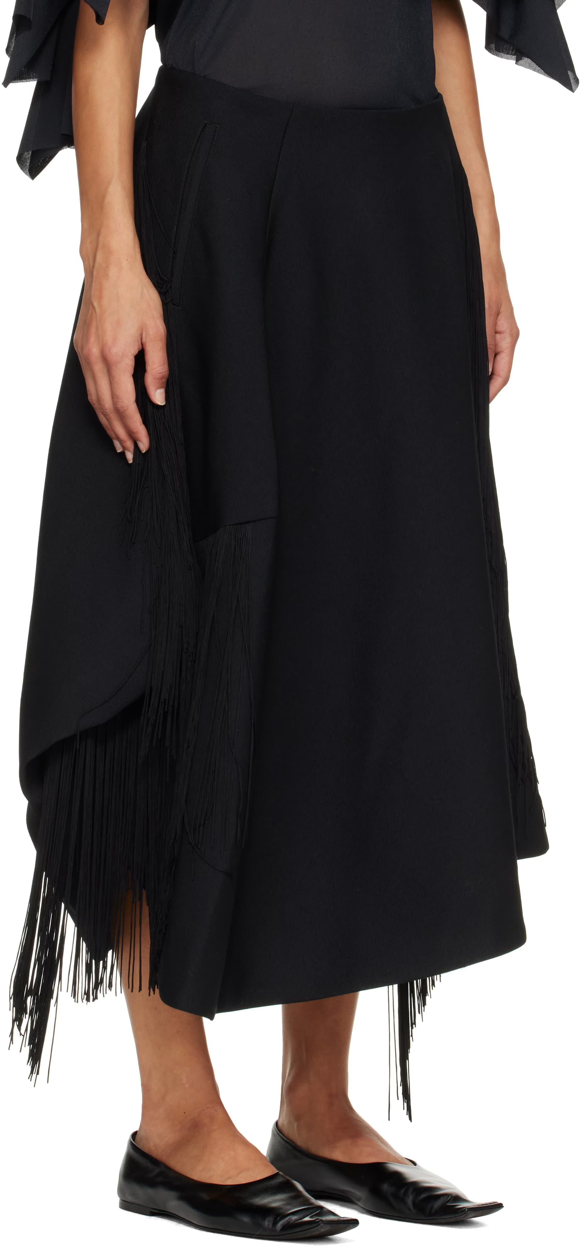 Black Fringe Midi Skirt 2