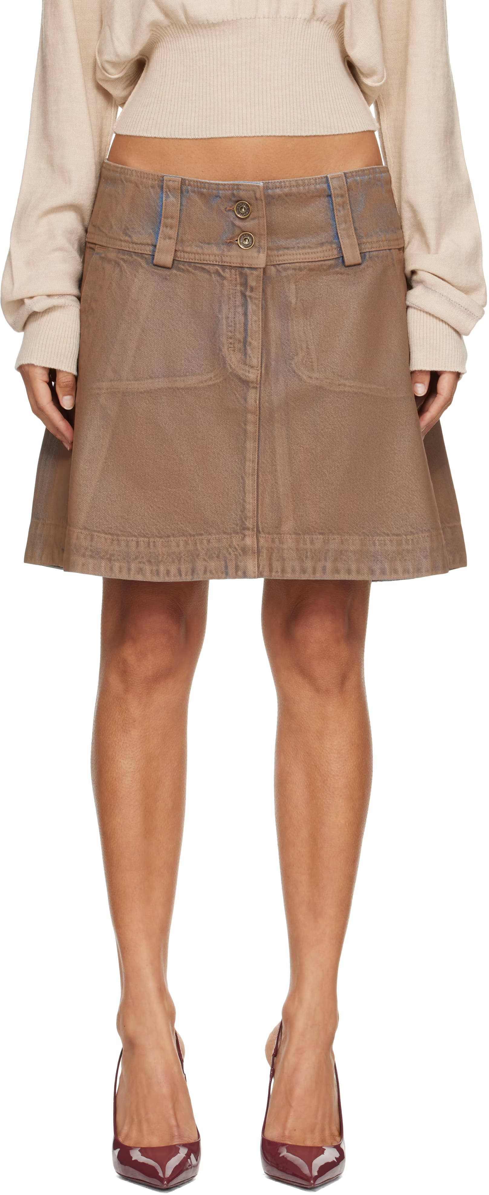Beige CC Miniskirt by KNWLS
