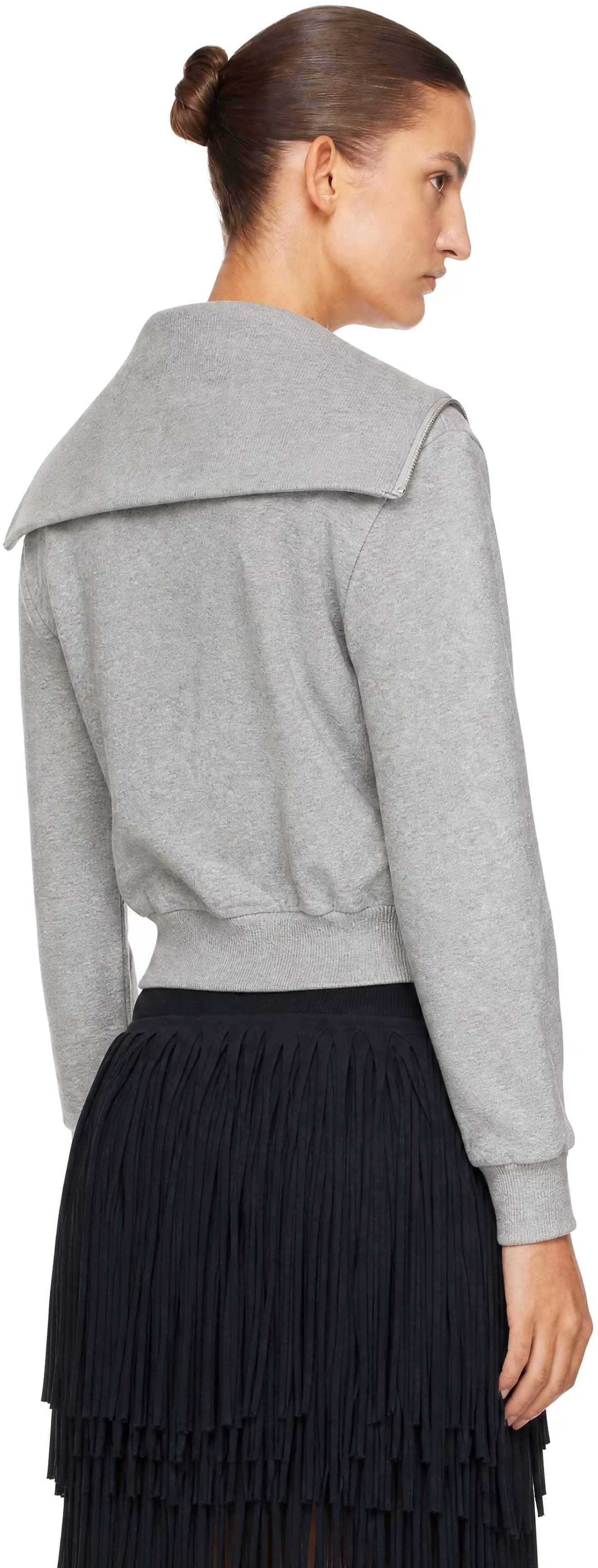 Gray Zipped Up Neck Cardigan 3