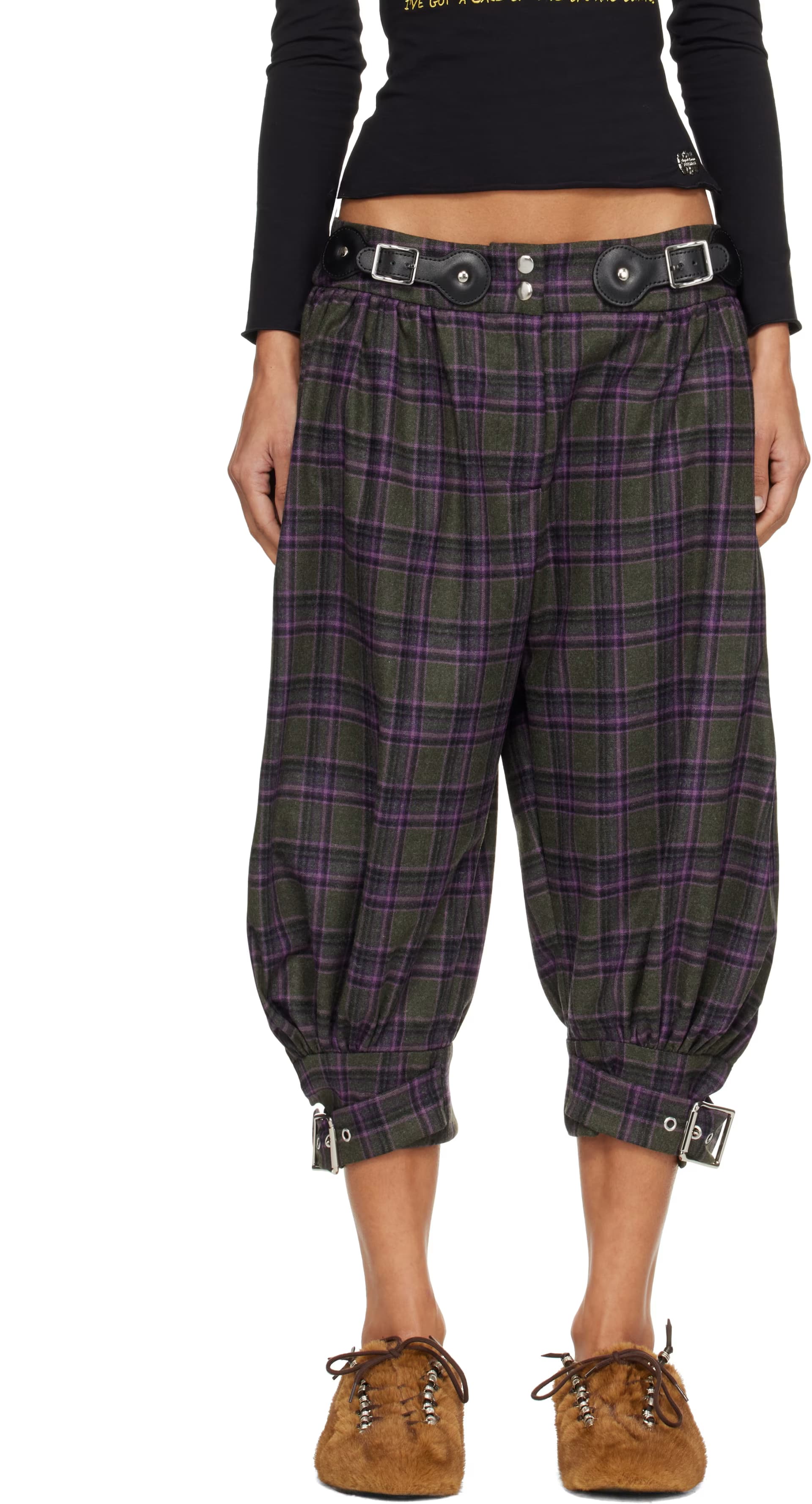 Gray & Purple Plus Fours Knickerbocker Trousers by Chopova Lowena