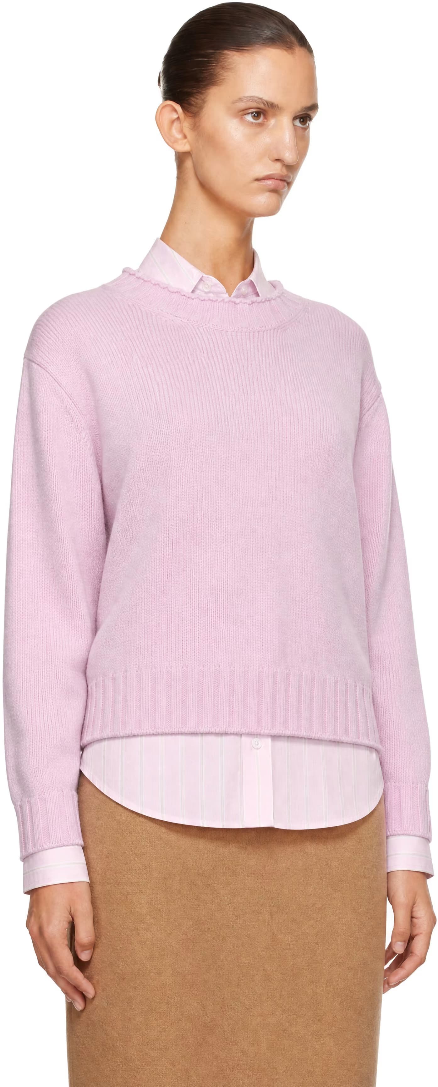 Pink Chunky Roll Neck Sweater by Dunst