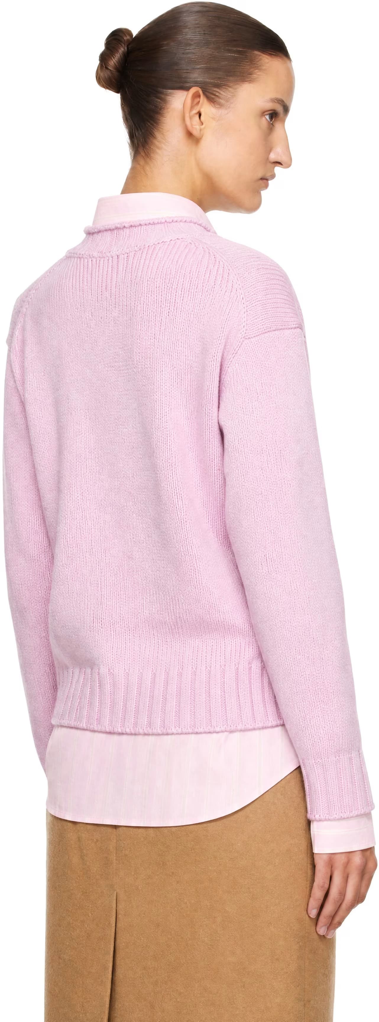 Pink Chunky Roll Neck Sweater by Dunst