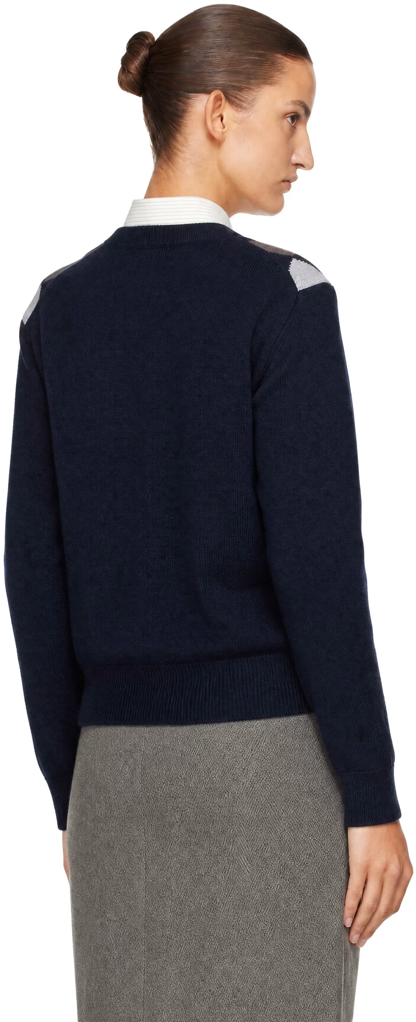 Navy Argyle Crewneck Sweater by Dunst