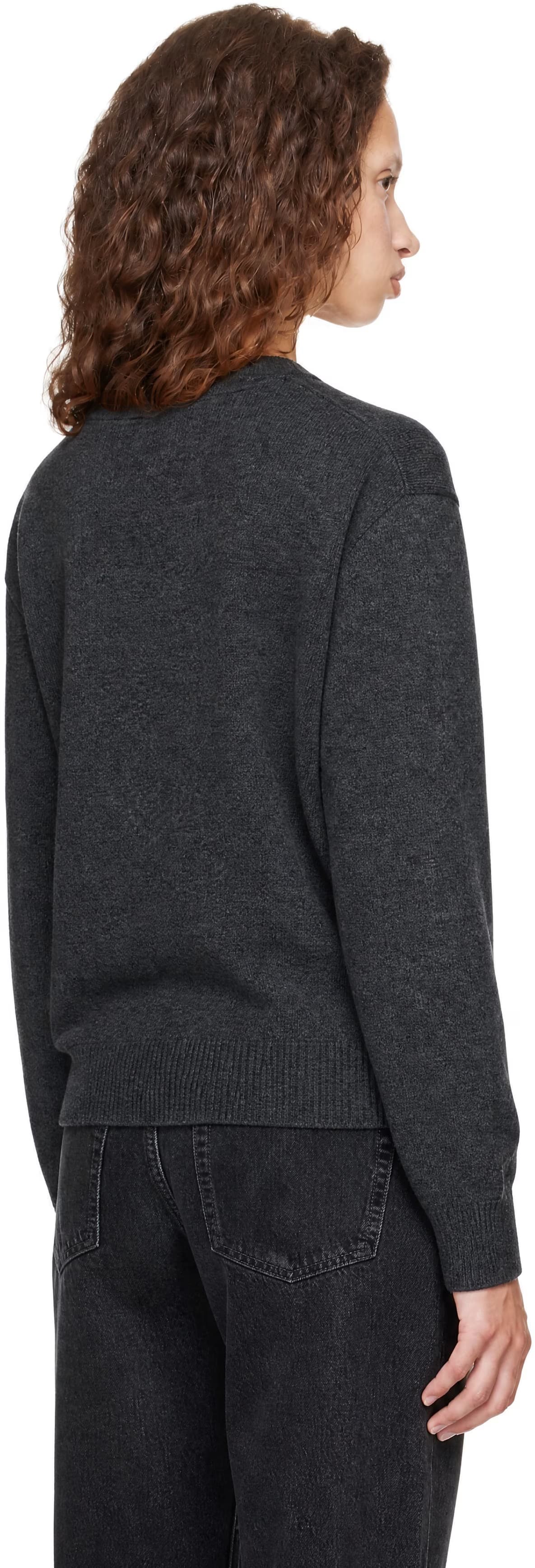 Gray Cashmere V-Neck Sweater 3