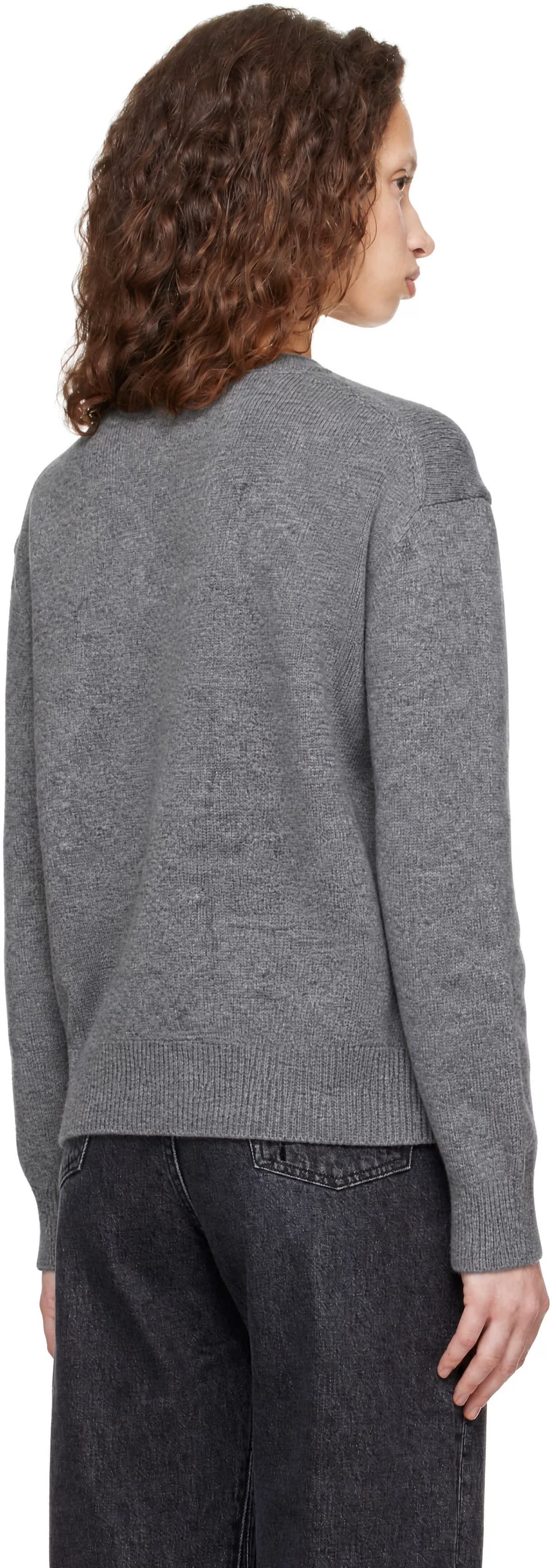 Gray Cashmere V-Neck Sweater 3