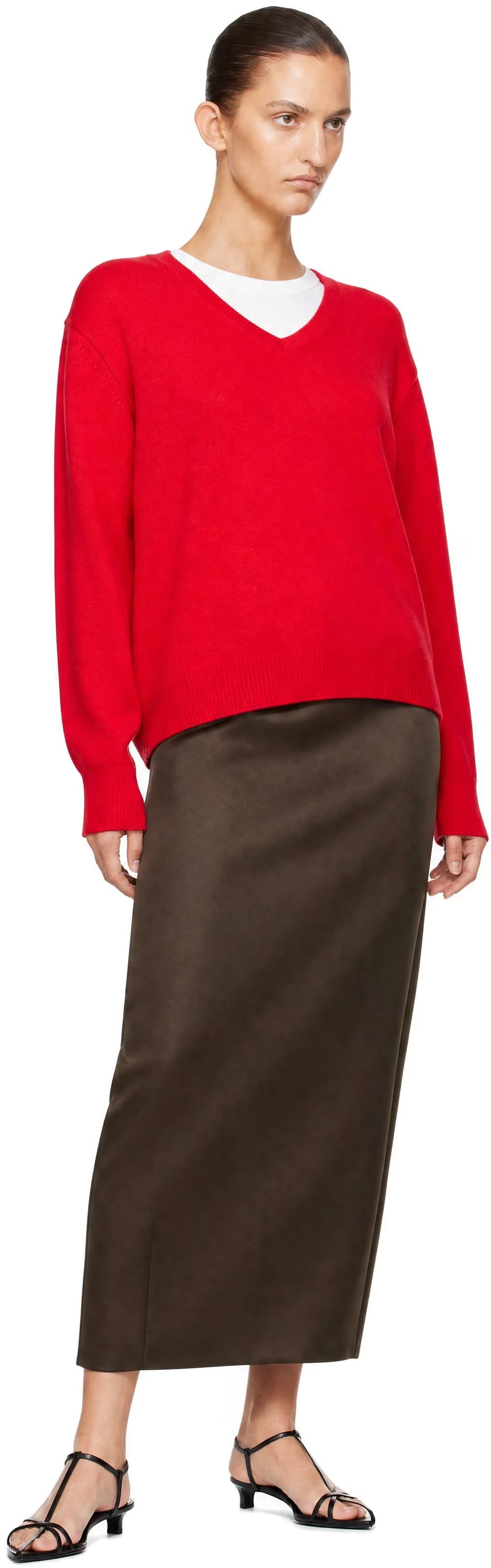 Red Cashmere V-Neck Sweater 4