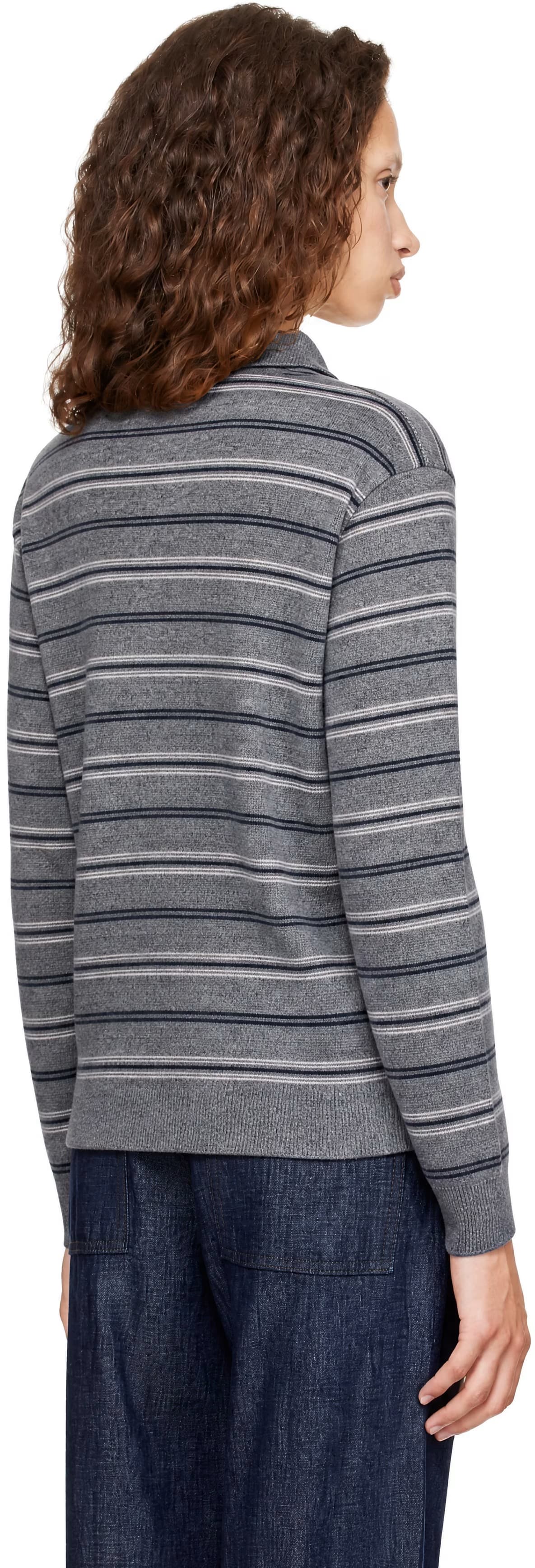 Gray Collared Striped Sweater 3