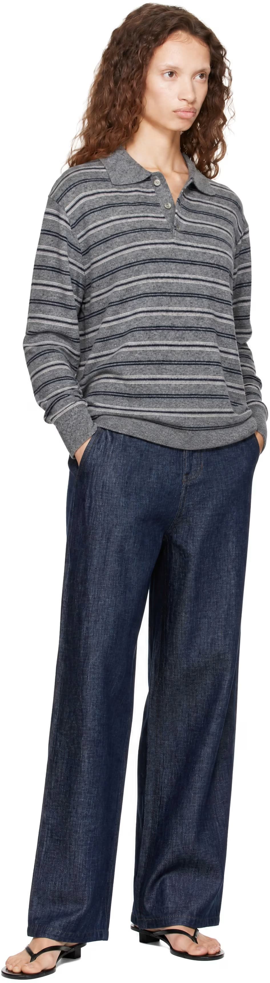 Gray Collared Striped Sweater 4