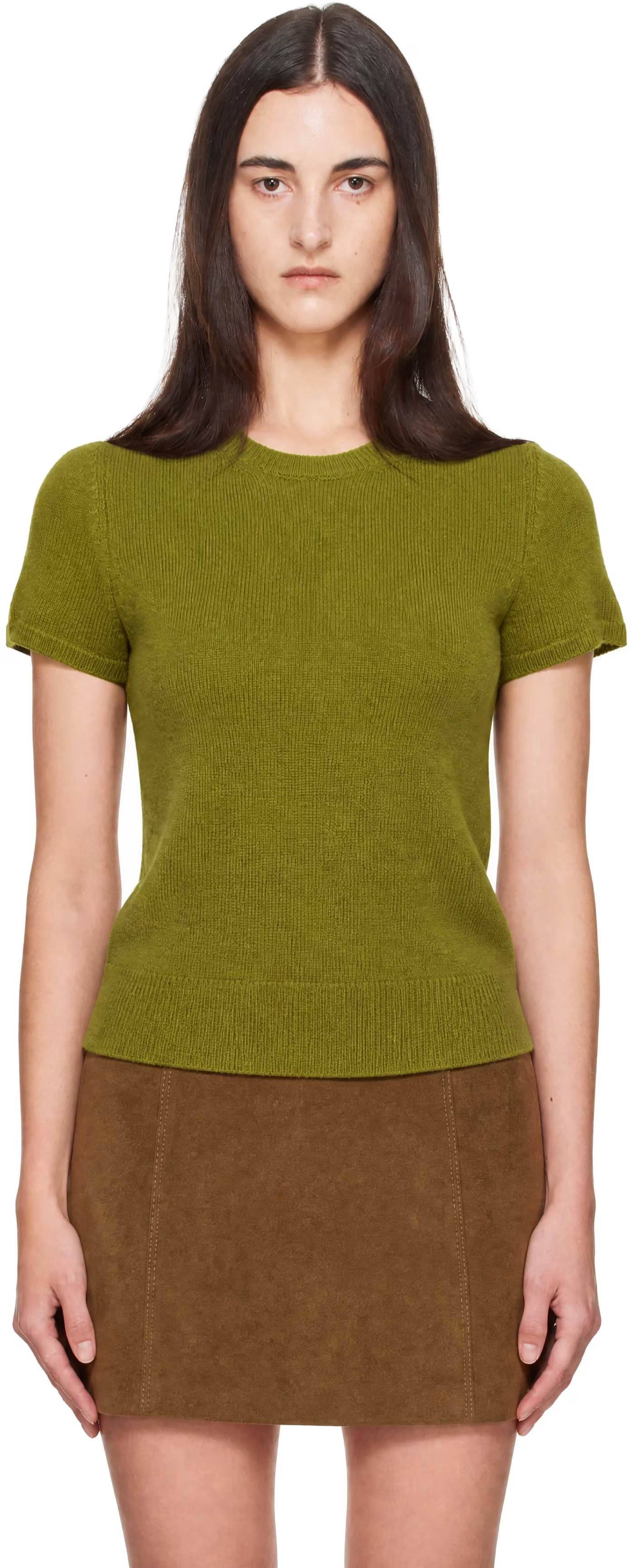 Green Half Sleeve Knit Top by Dunst