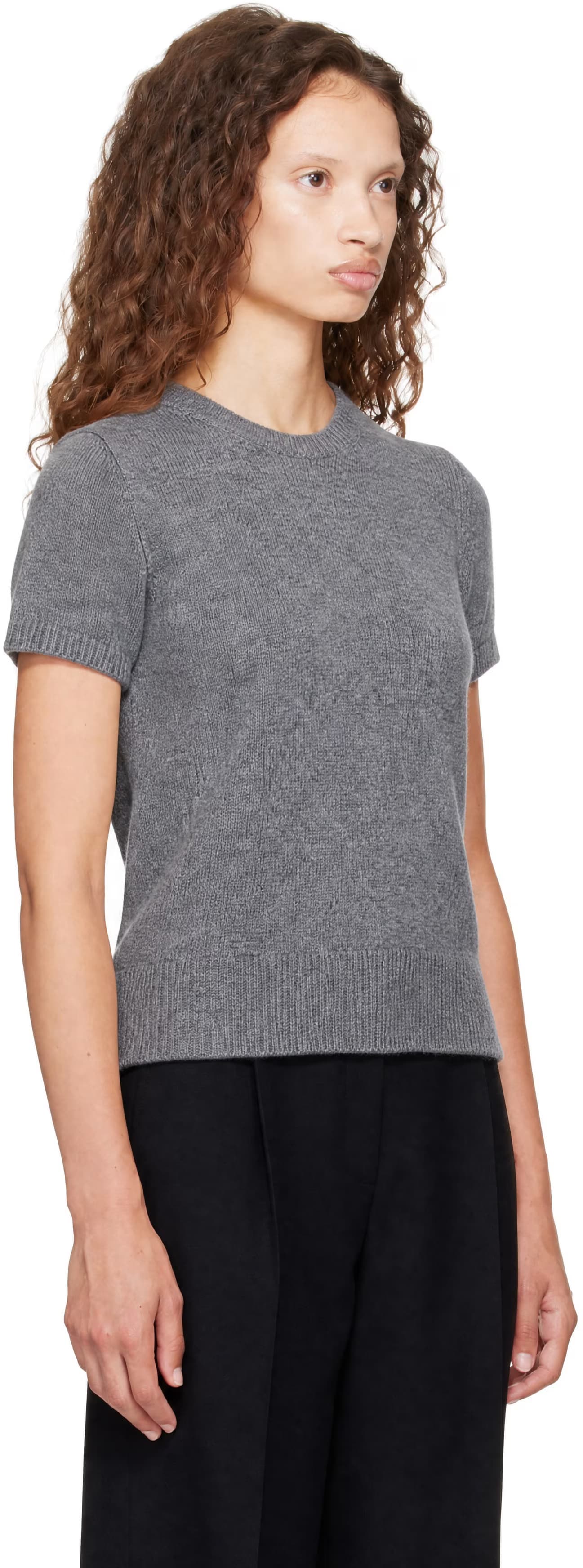 Gray Half Sleeve Knit Top by Dunst