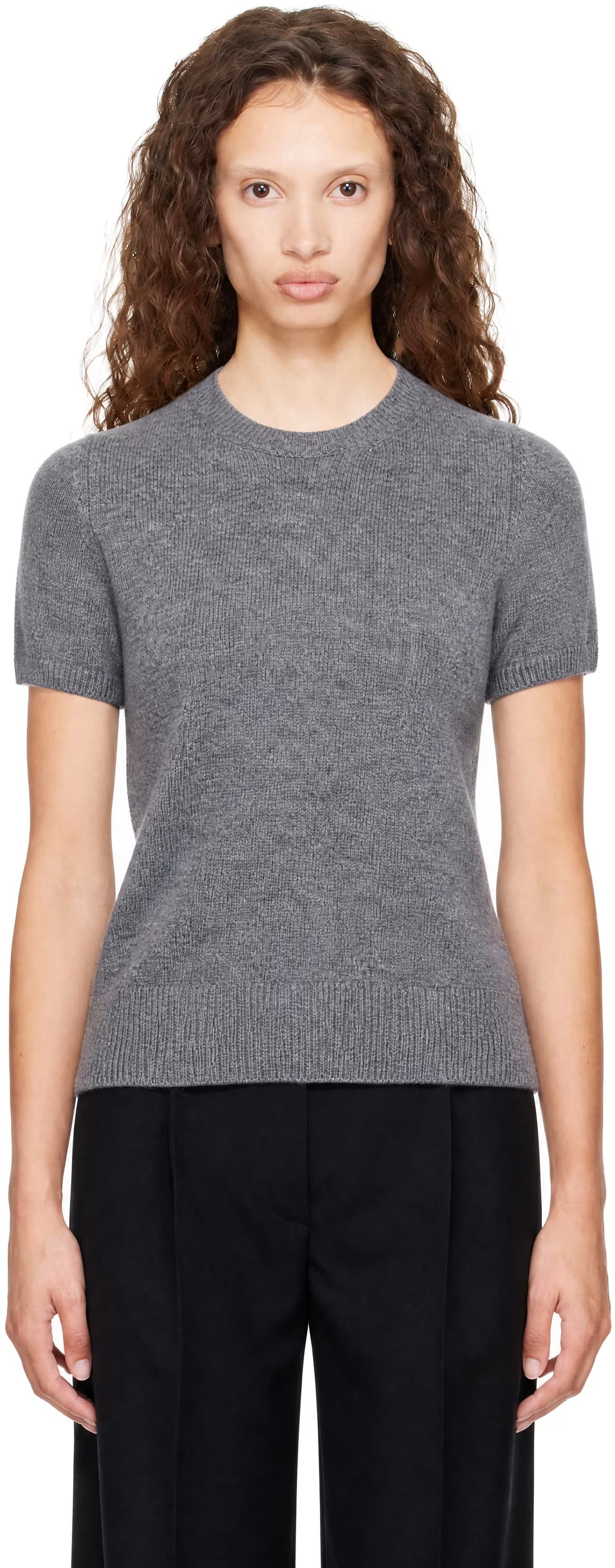 Gray Half Sleeve Knit Top by Dunst