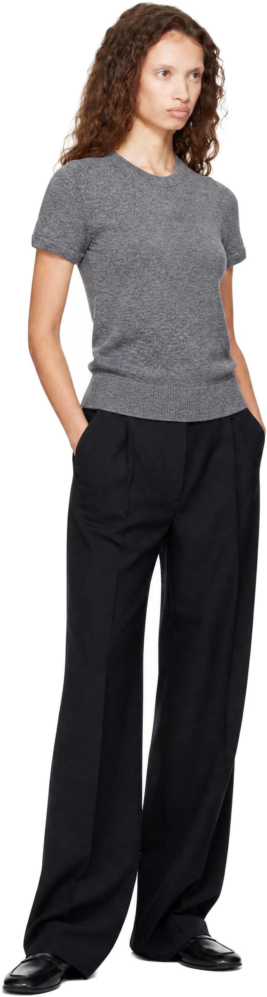Gray Half Sleeve Knit Top by Dunst