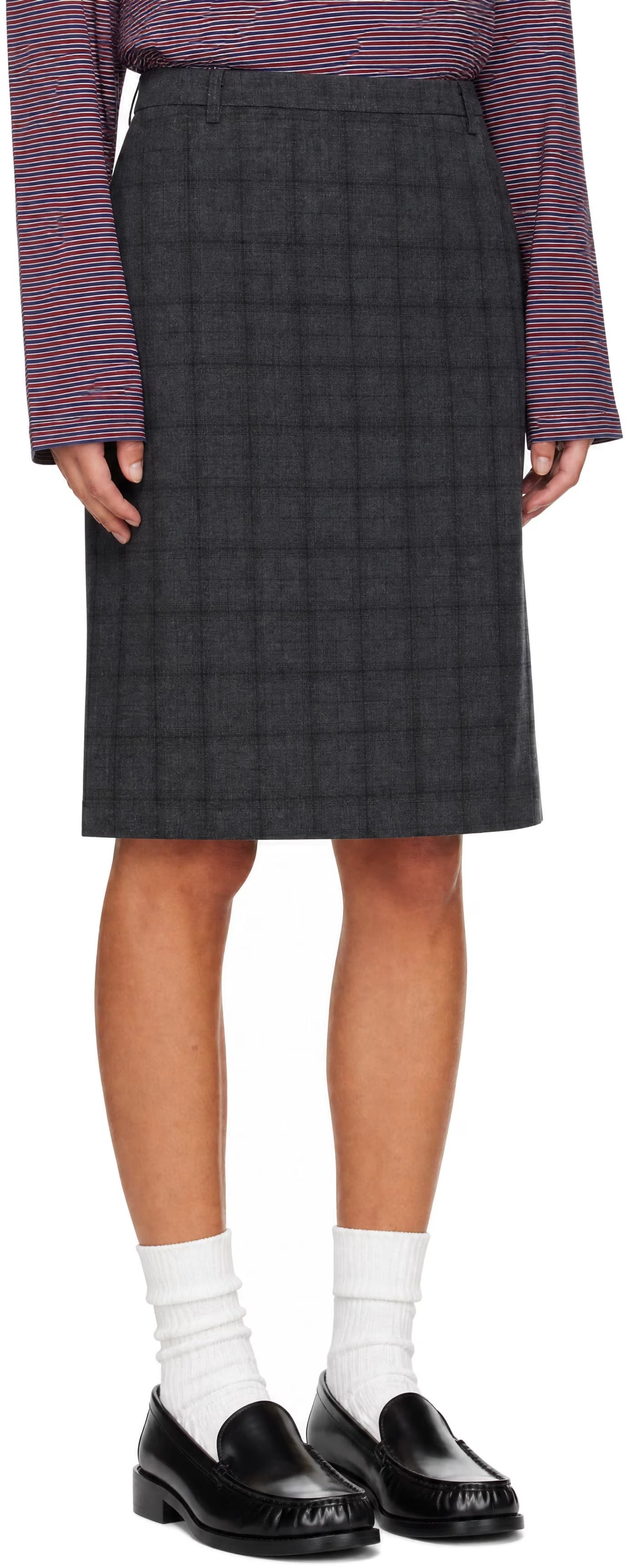 Gray Pleats Wrap Midi Skirt 2