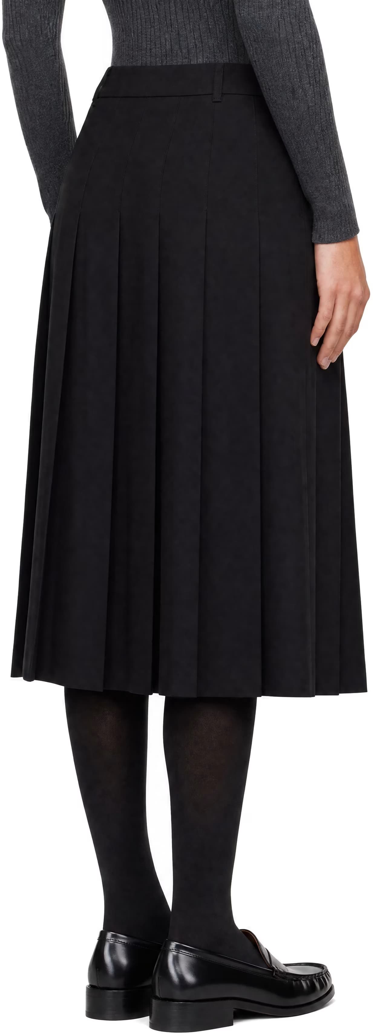 Black Pleats Midi Skirt 3