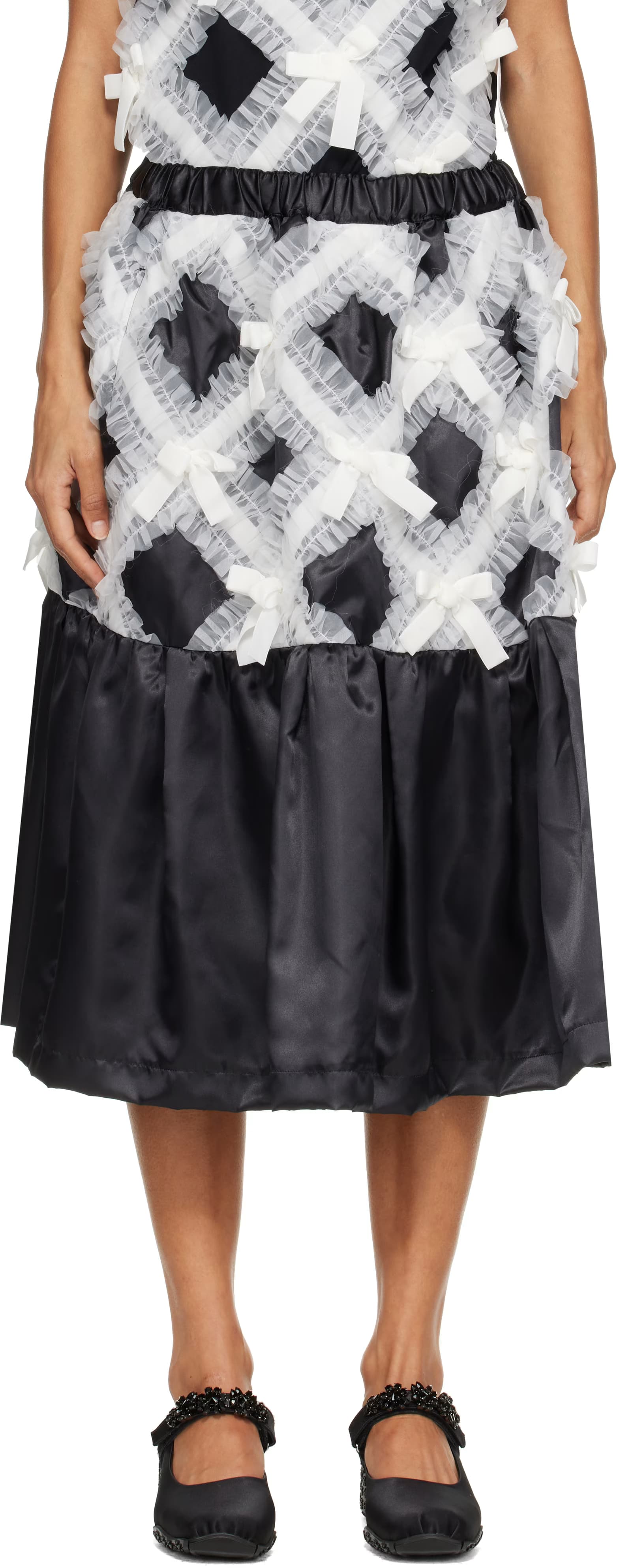 Black Gather Tape Decoration Midi Skirt by Comme des Garçons