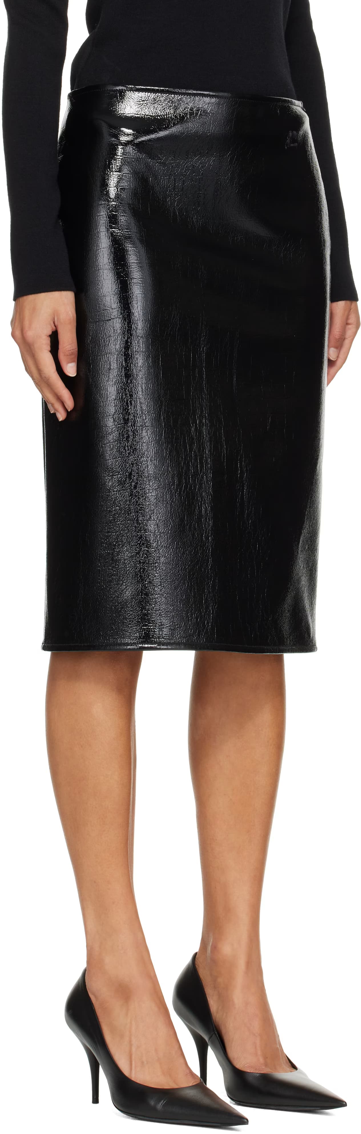 Black Croc-Embossed Vinyl Miniskirt 2