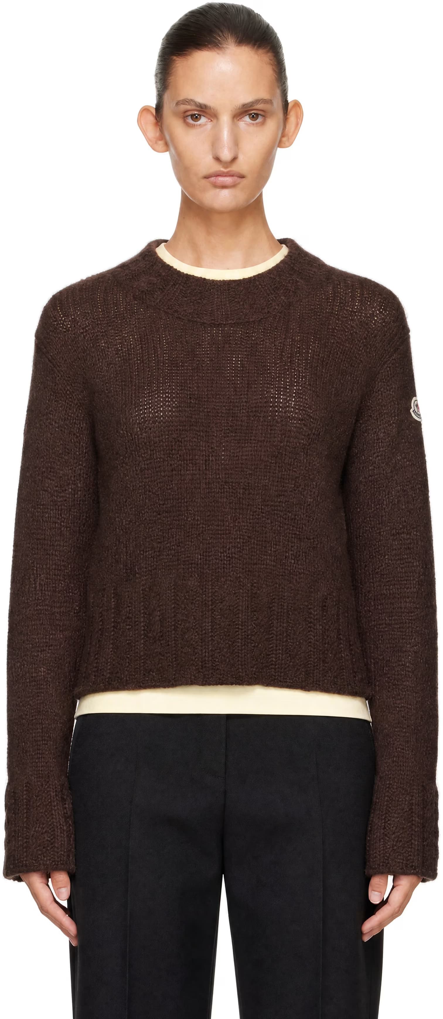 Brown Alpaca Blend Sweater by Moncler