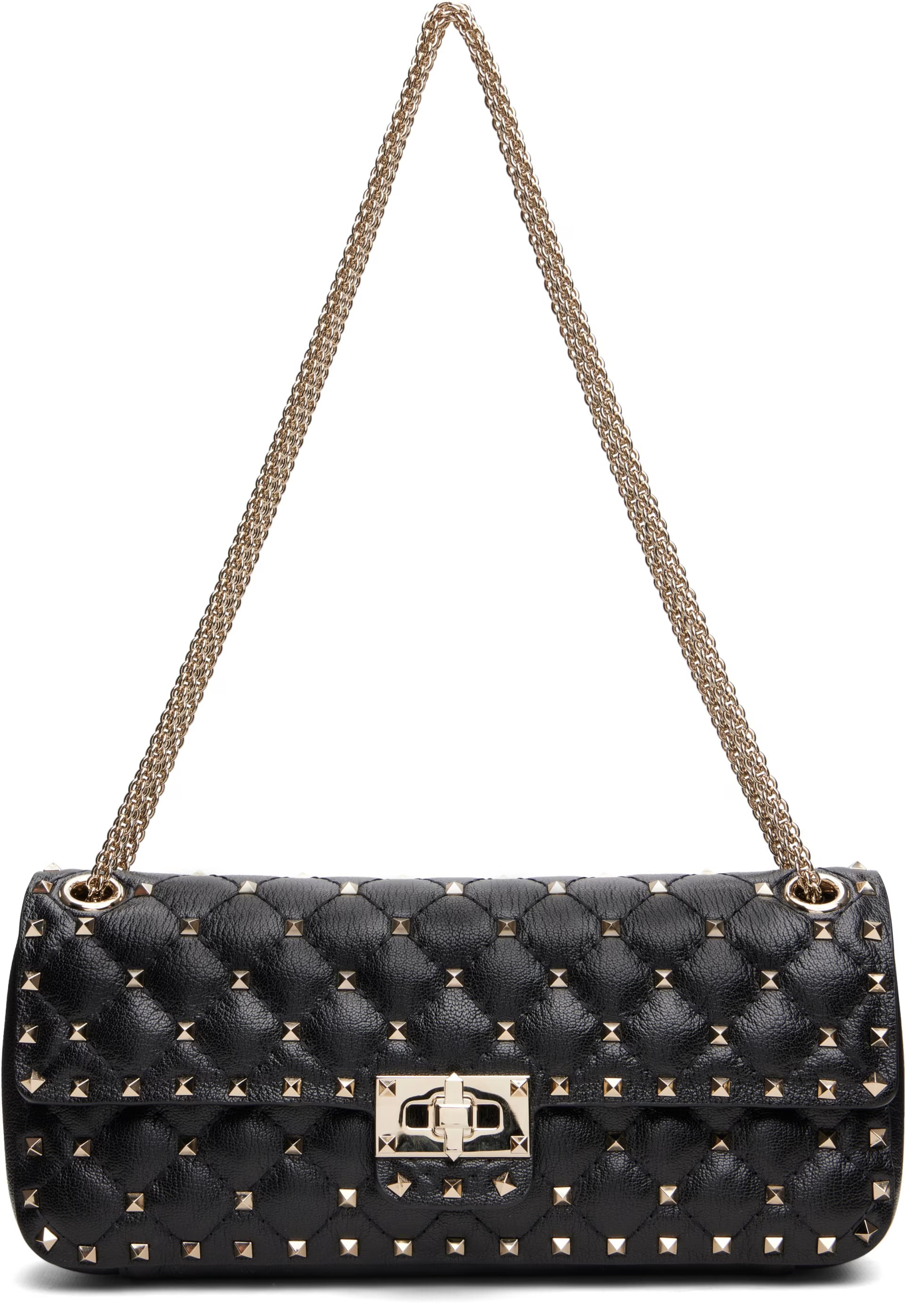 Black Rockstud Spike Medium Shoulder Bag by Valentino Garavani