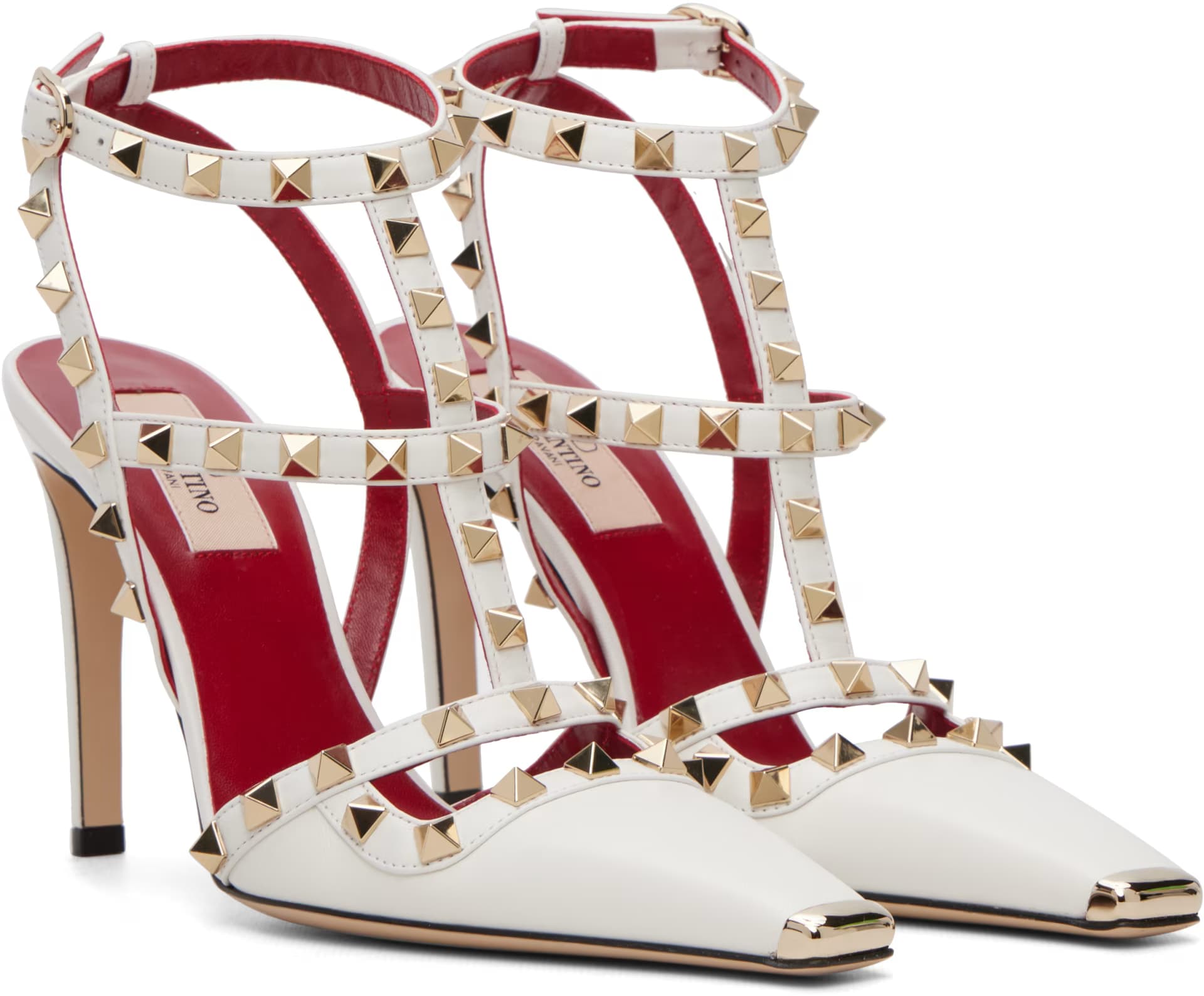 White Rockstud 100mm Heels 4