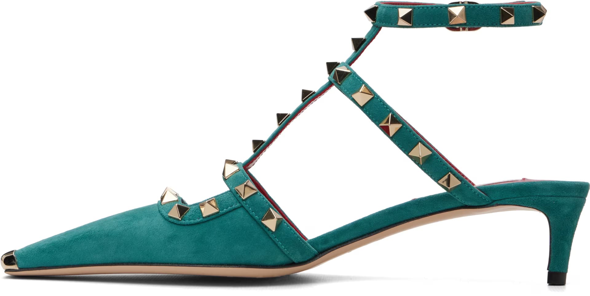 Green Rockstud Court 40mm Heels 3
