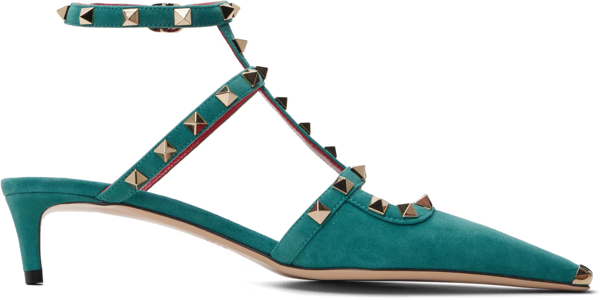 Green Rockstud Court 40mm Heels by Valentino Garavani
