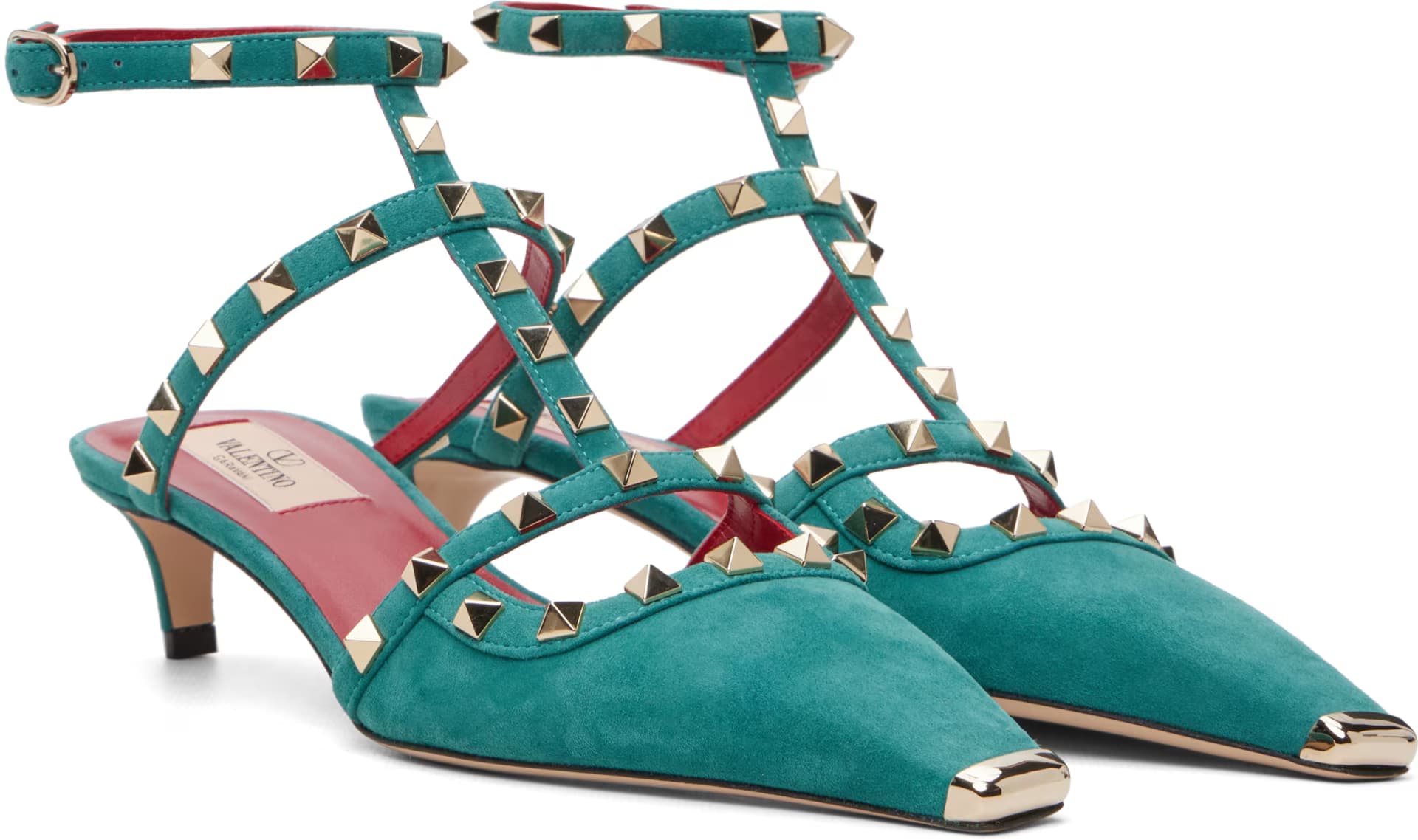 Green Rockstud Court 40mm Heels 4