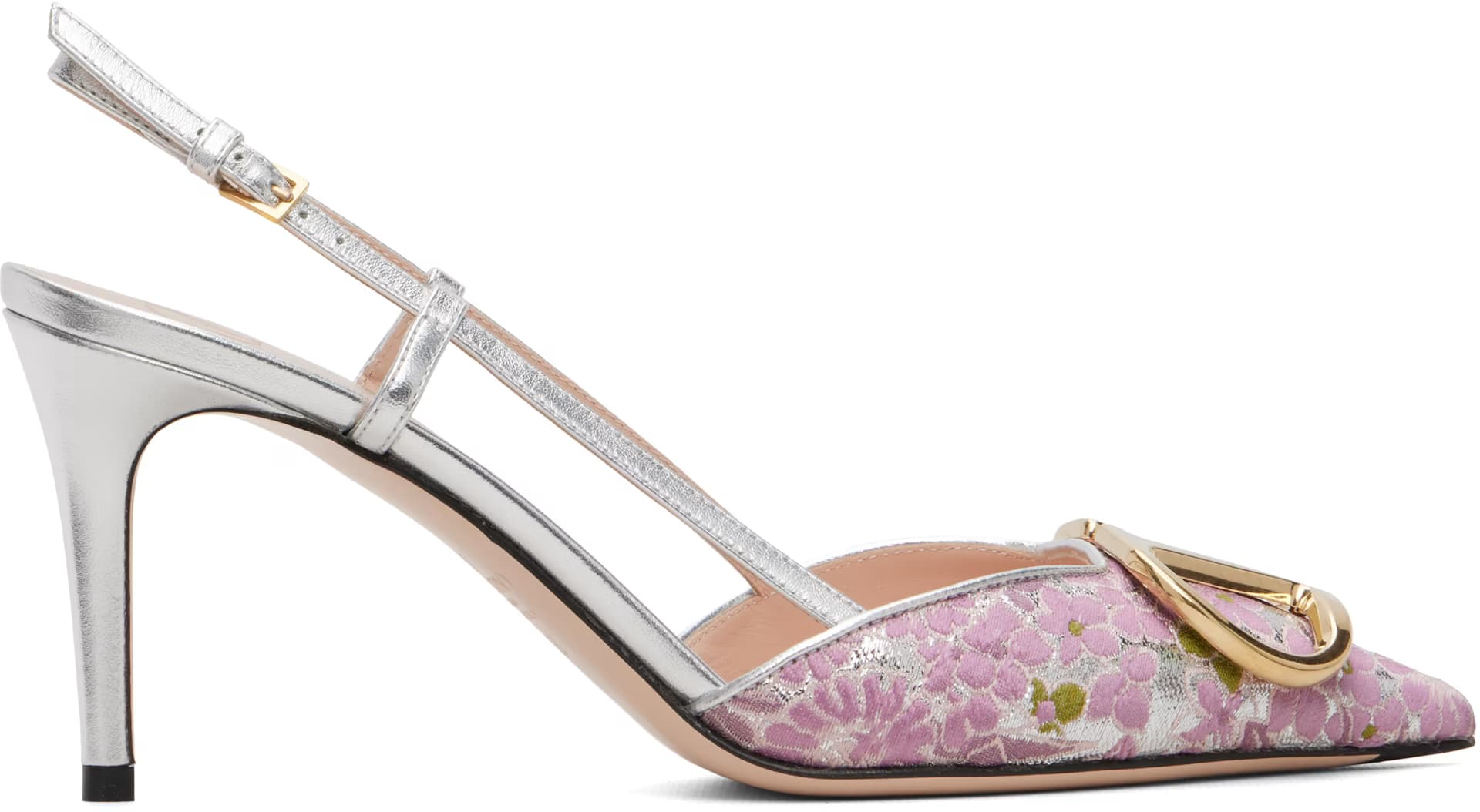 Silver & Pink VLogo Signature Slingback 80mm Heels by Valentino Garavani
