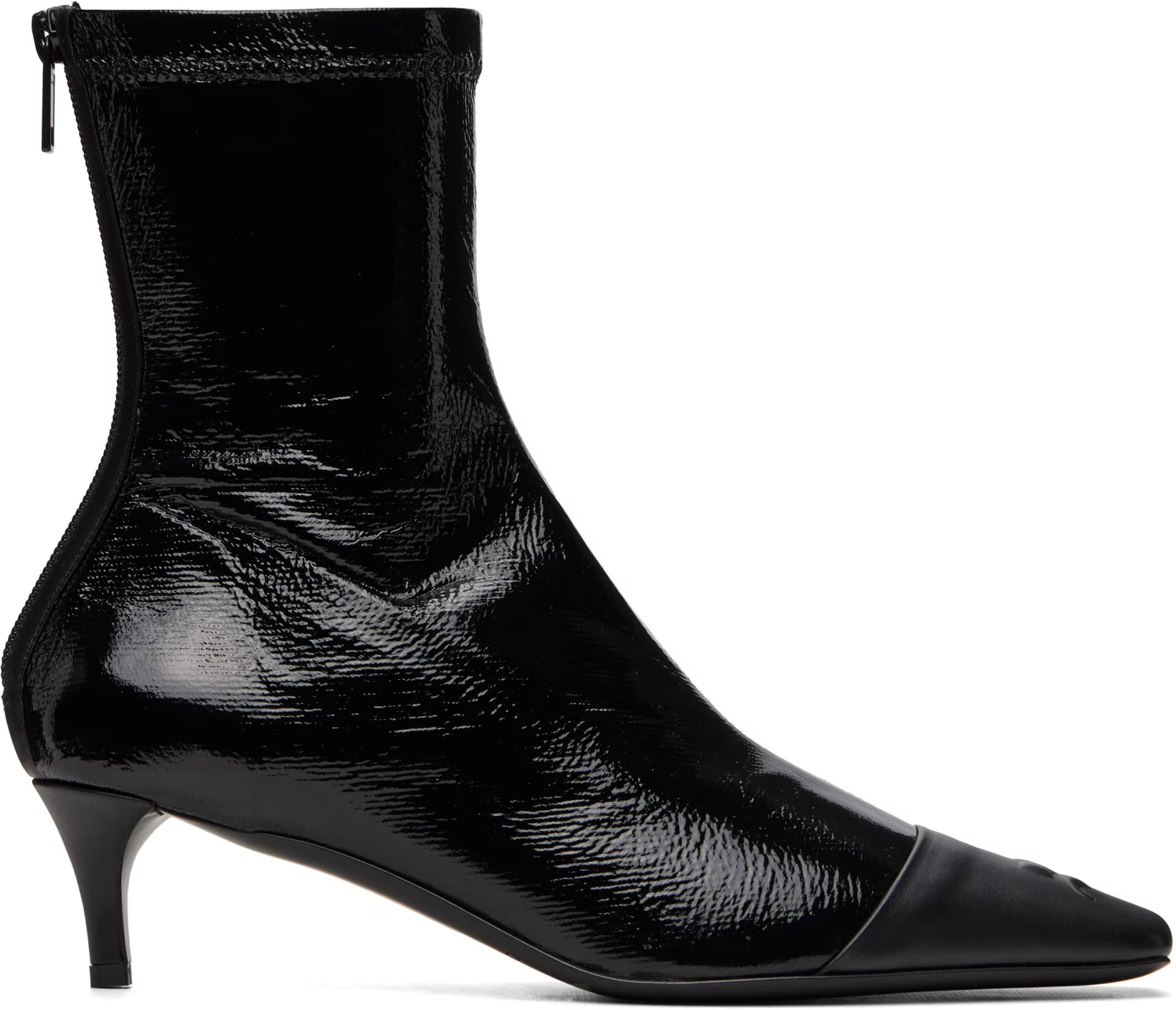 Black Vinyl Toe Cap Ankle Boots by Courrèges