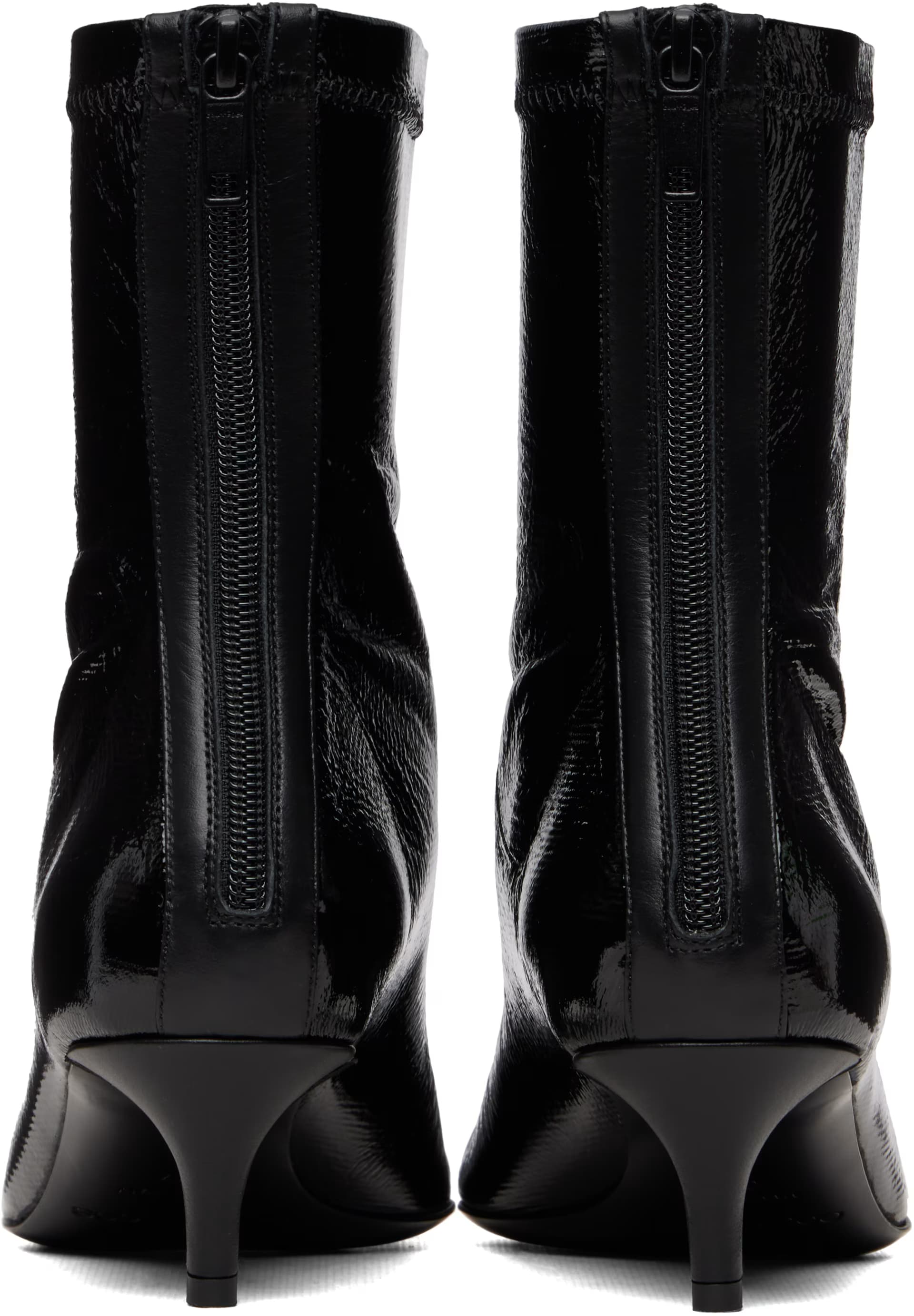 Black Vinyl Toe Cap Ankle Boots 2