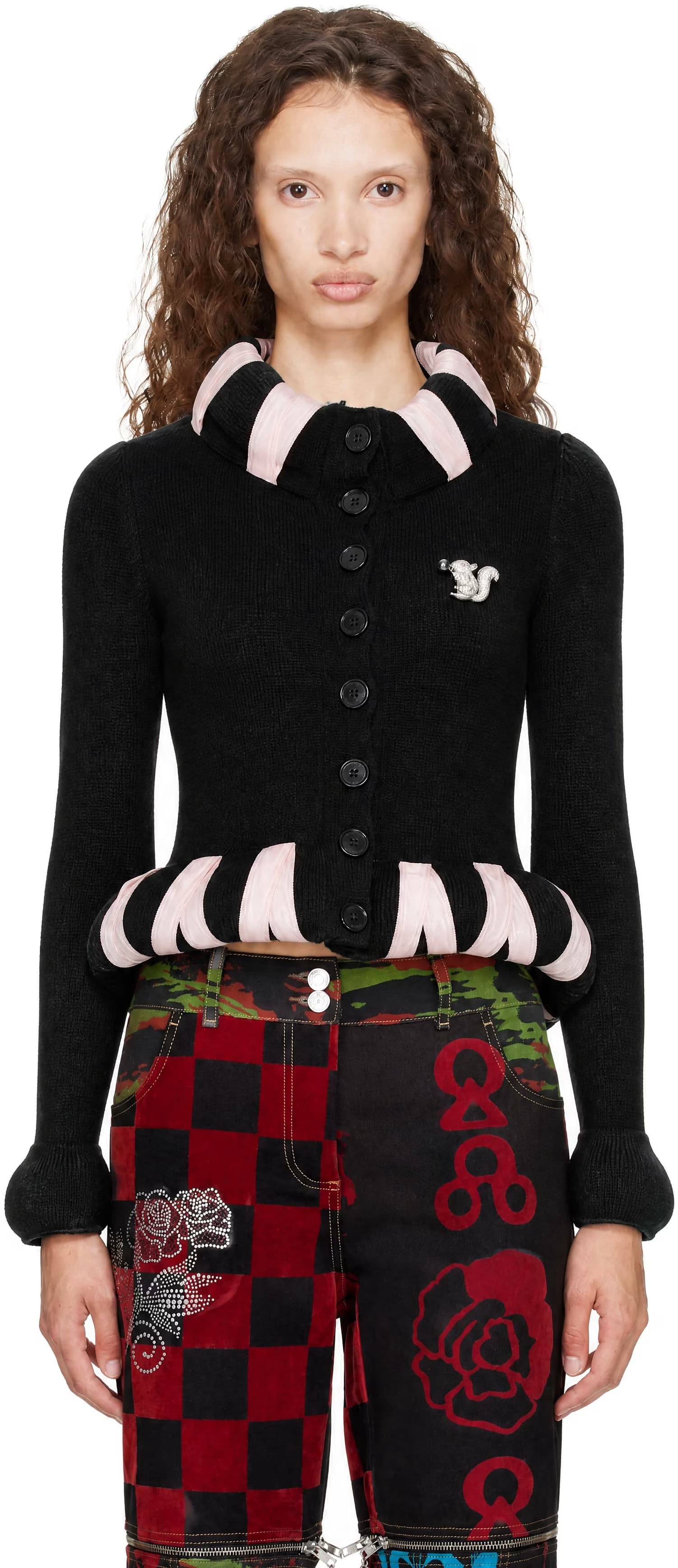 Black Cribbage Cross Cardigan by Chopova Lowena