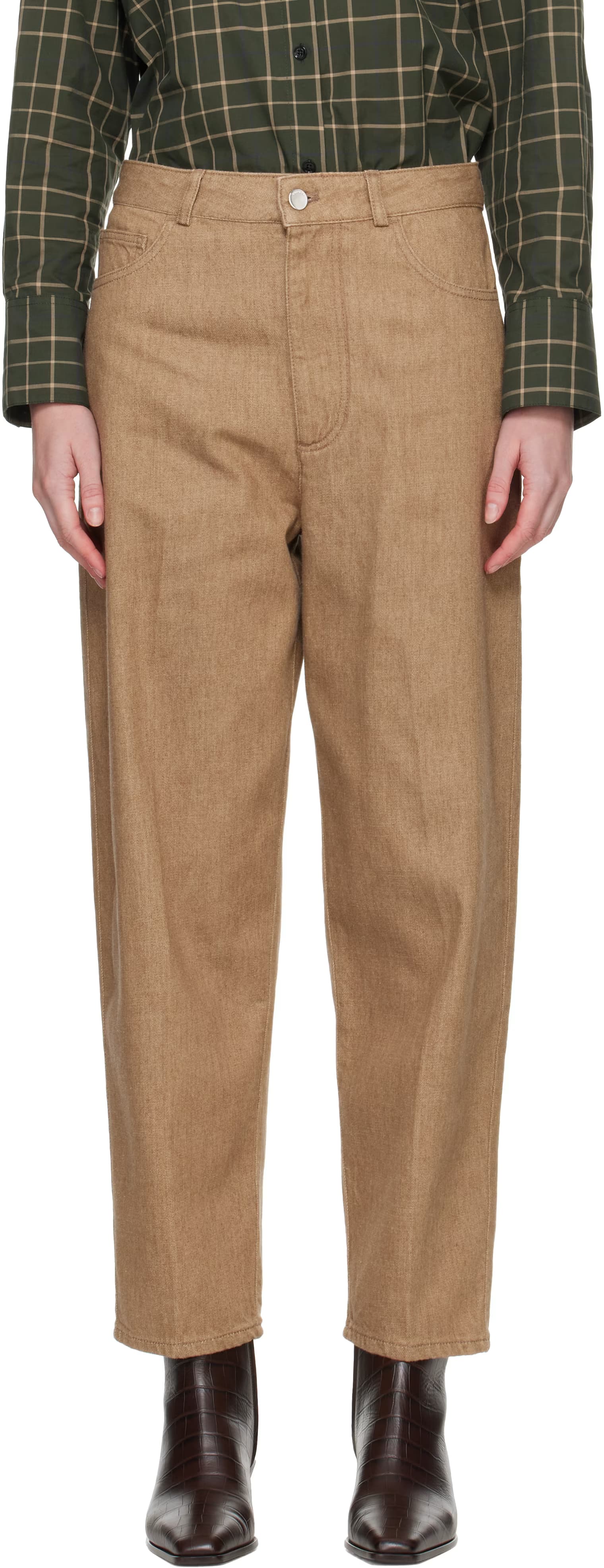 Beige Denim Carrot Jeans by Cordera