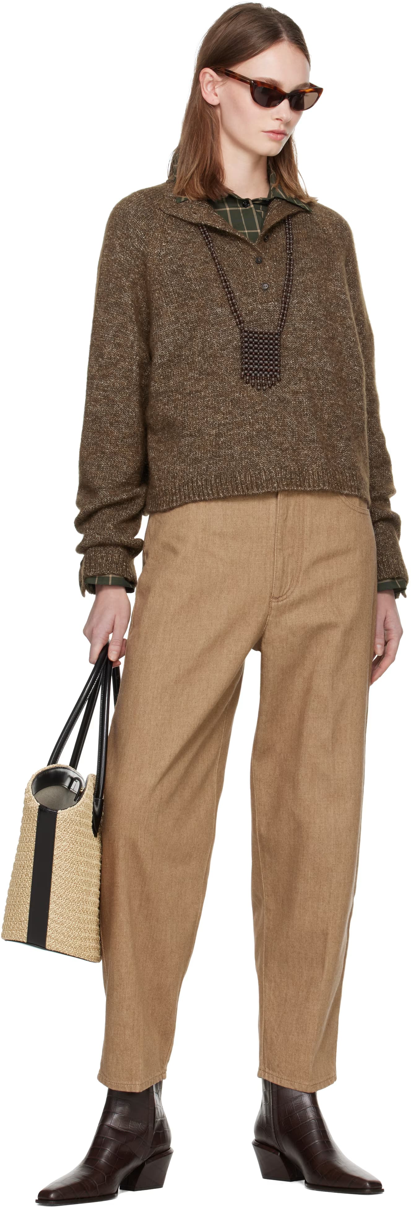 Beige Denim Carrot Jeans 4