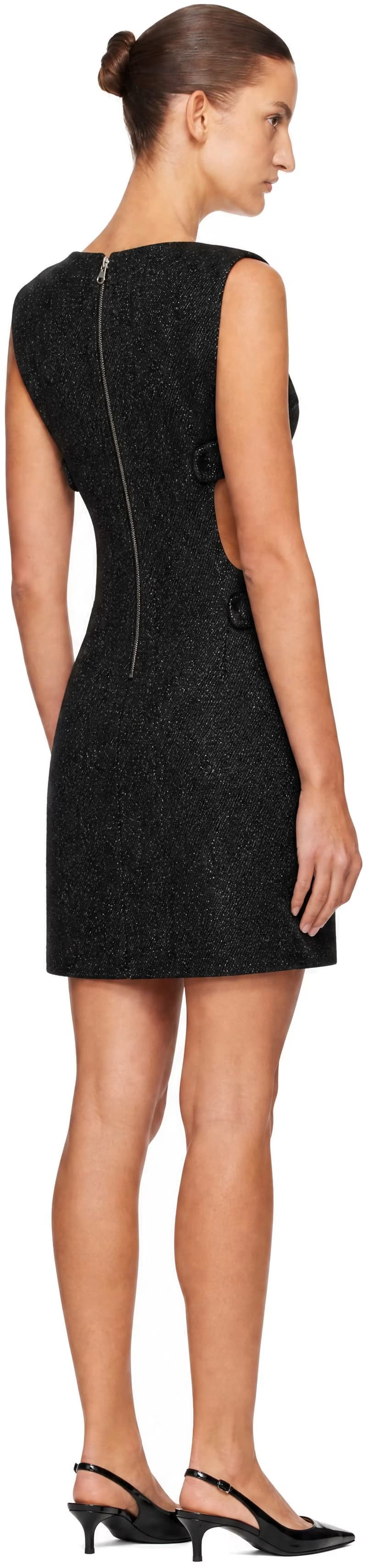 Black Cut-Out Tweed Denim Minidress 3