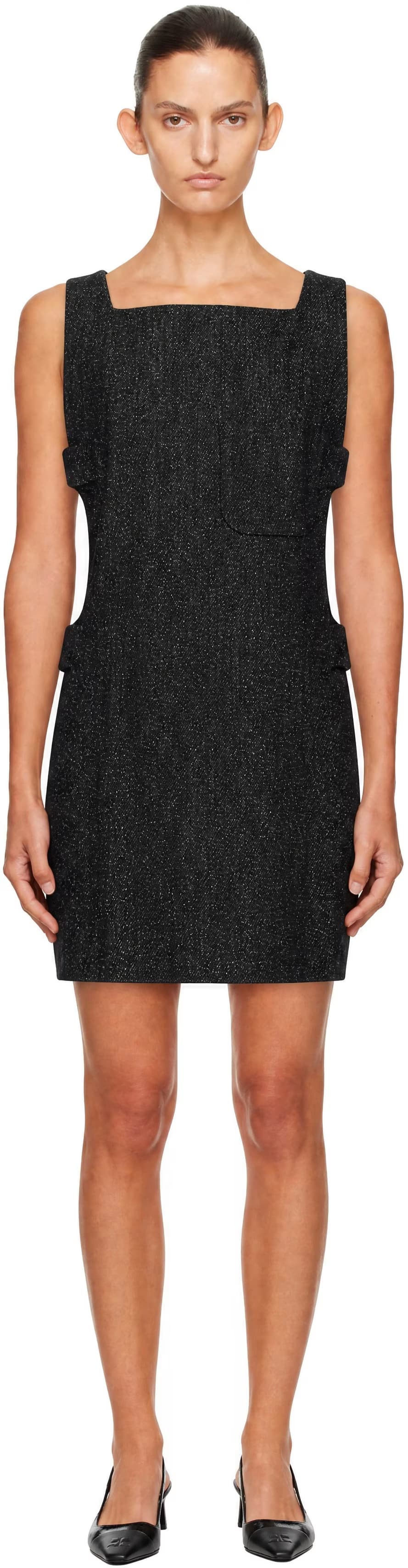 Black Cut-Out Tweed Denim Minidress by Courrèges