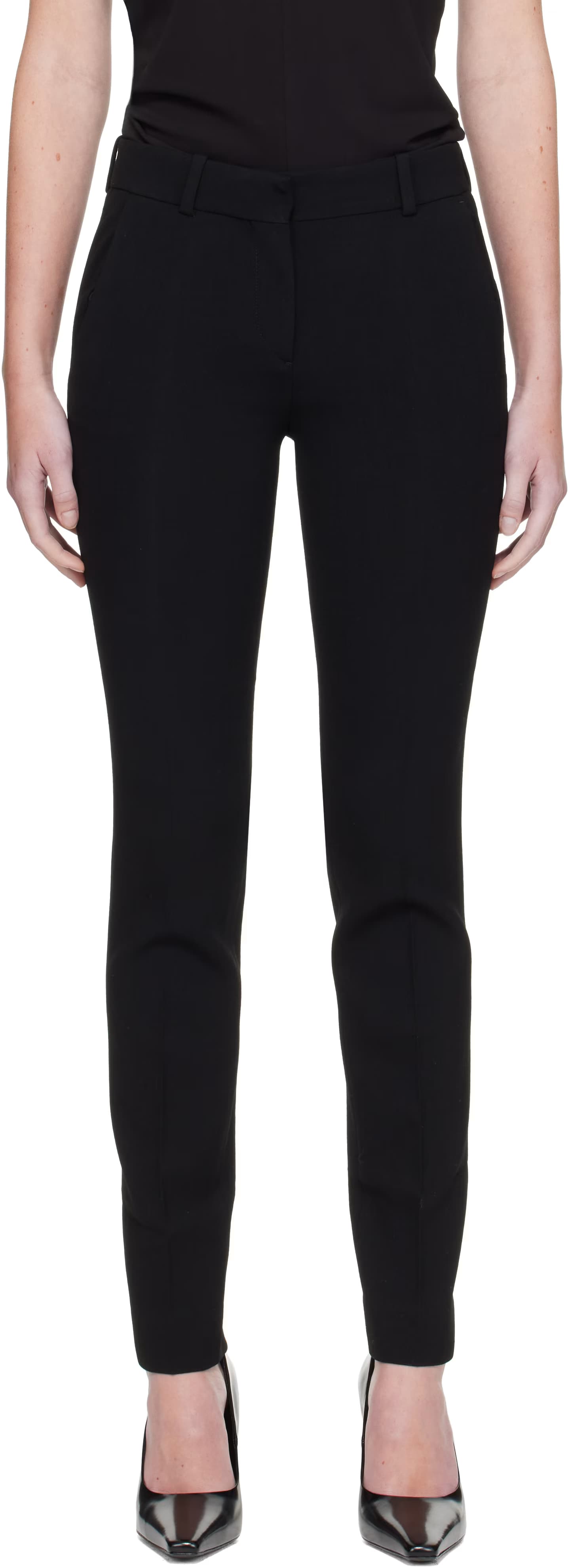 Black Low-Waist Slim Trousers by Toteme