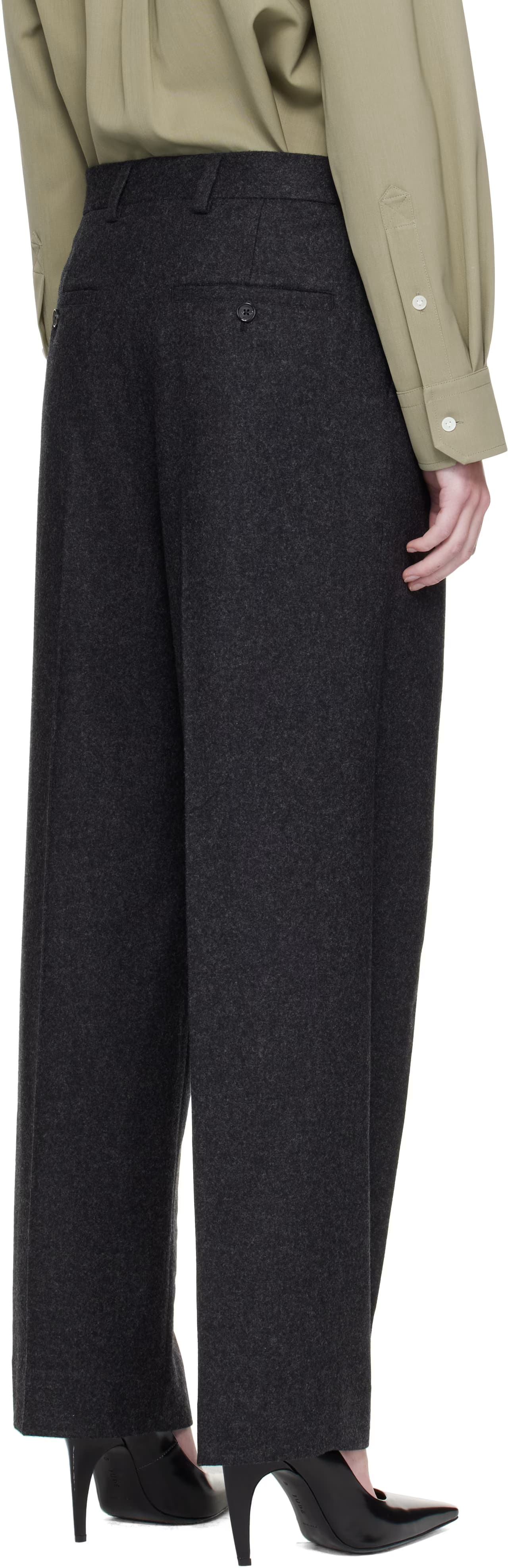Gray Double-Pleat Winter Trousers by Toteme