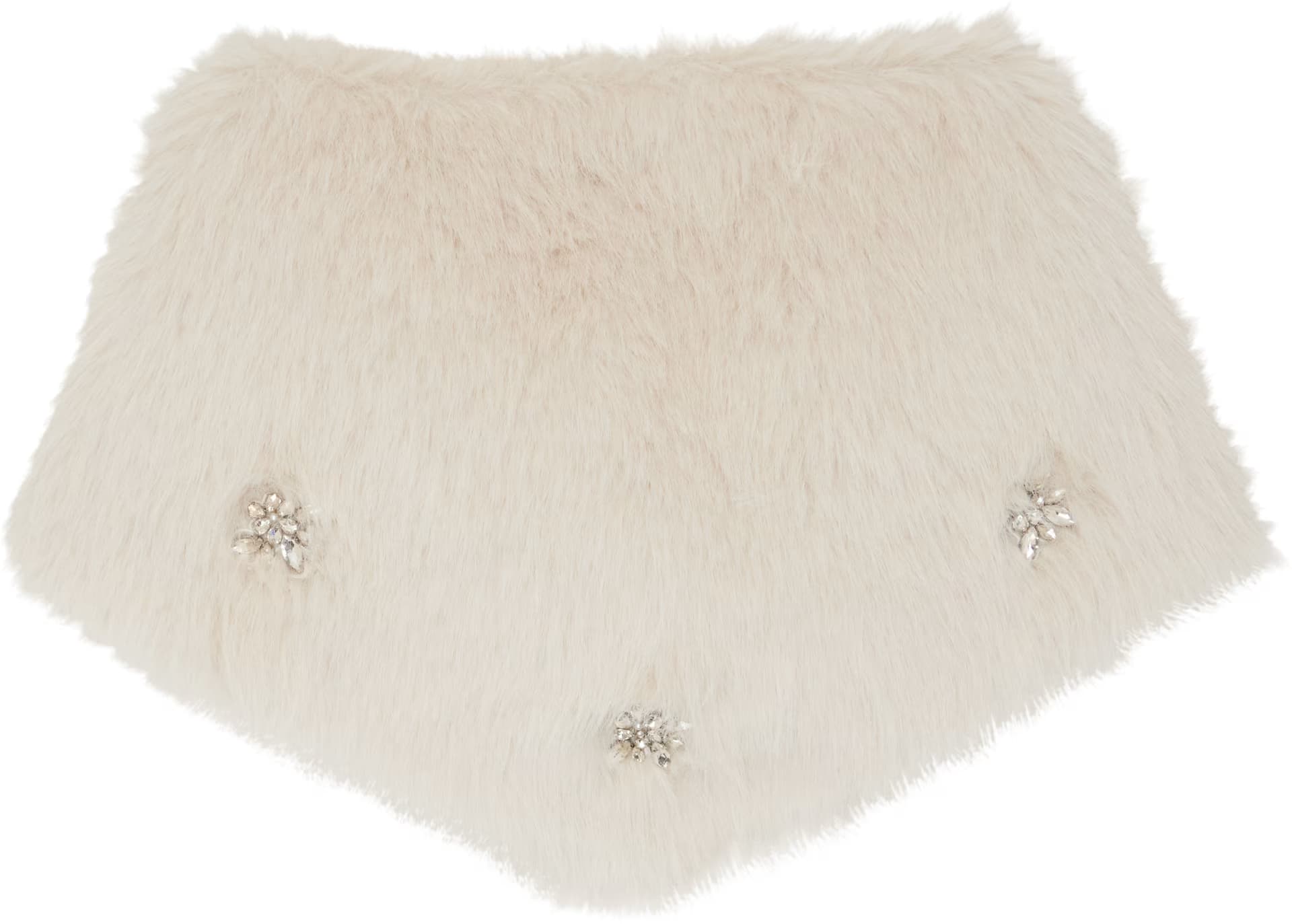 Off-White Embellished Faux Fur Neckerchief Scarf by Simone Rocha